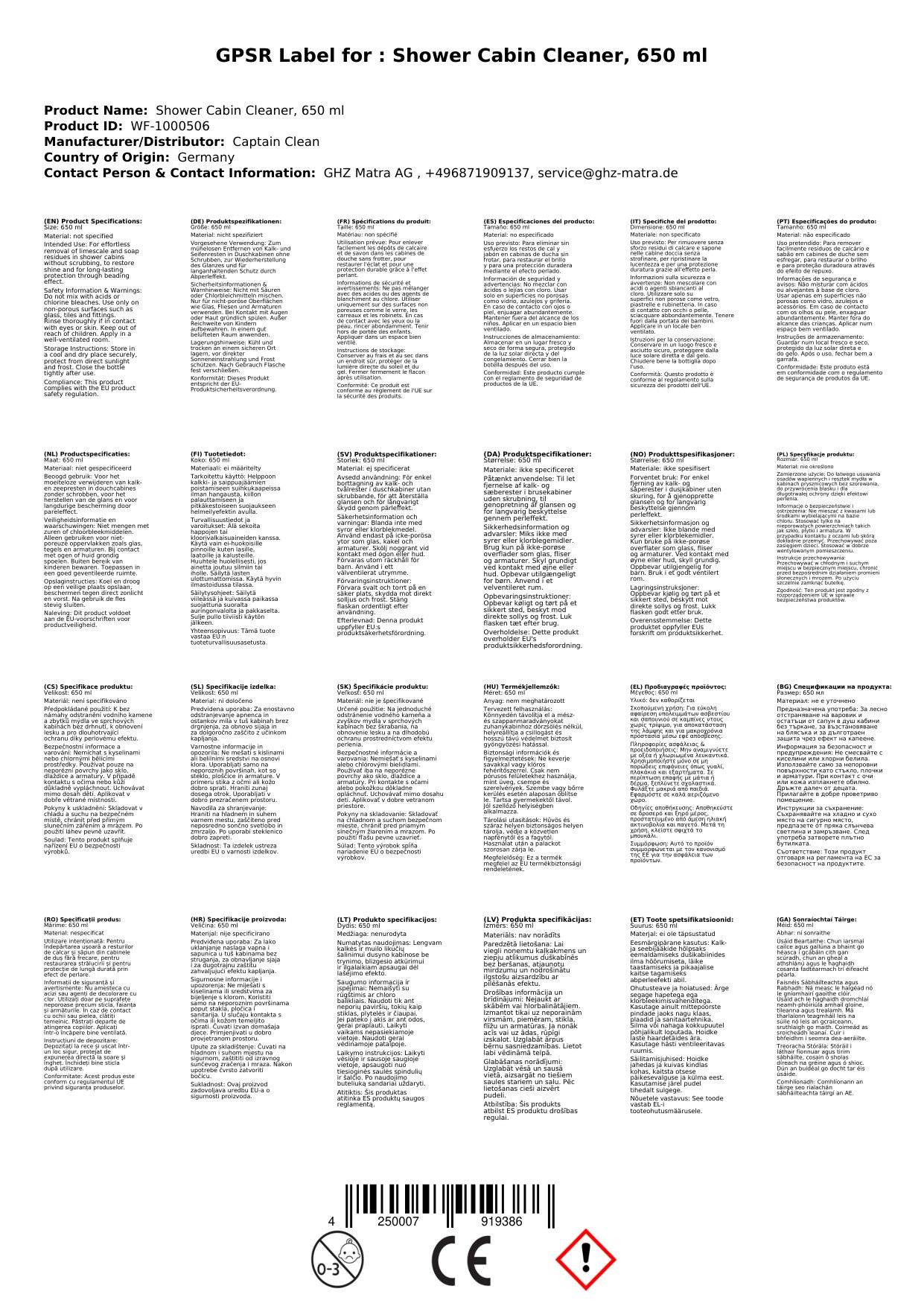 Duschkabinenreiniger, 650 ml