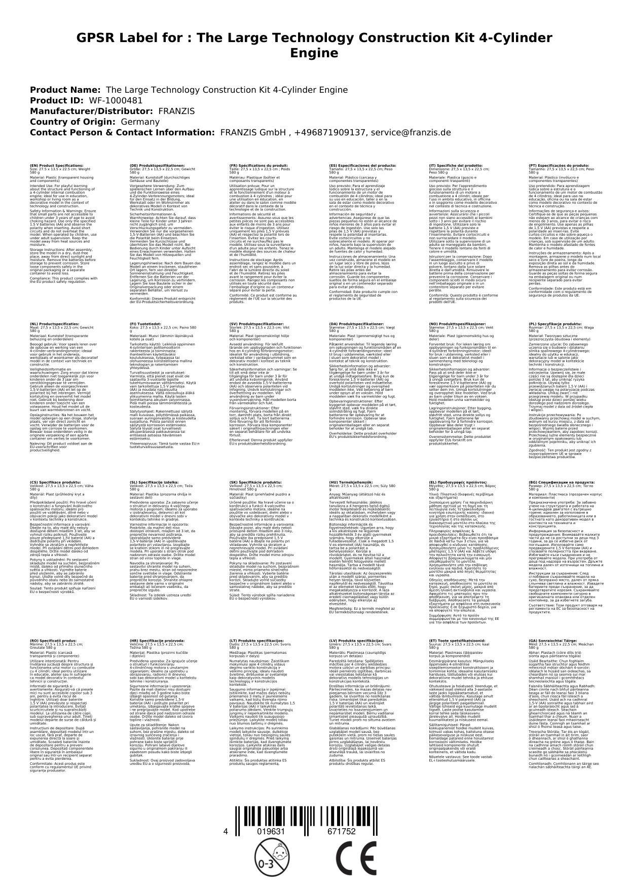 Der große Technikbausatz 4-Zylinder-Motor