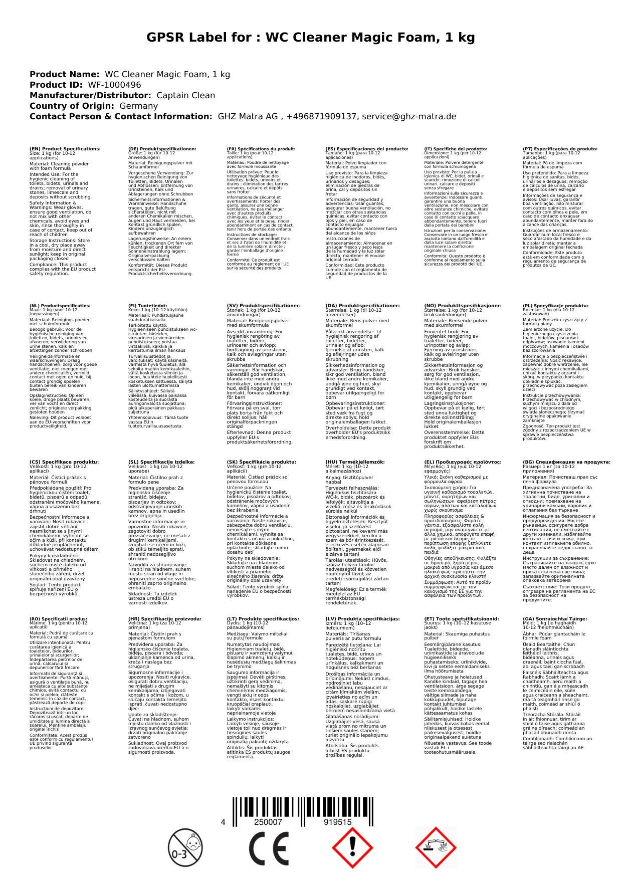 WC-Reiniger Zauberschaum, 1 kg