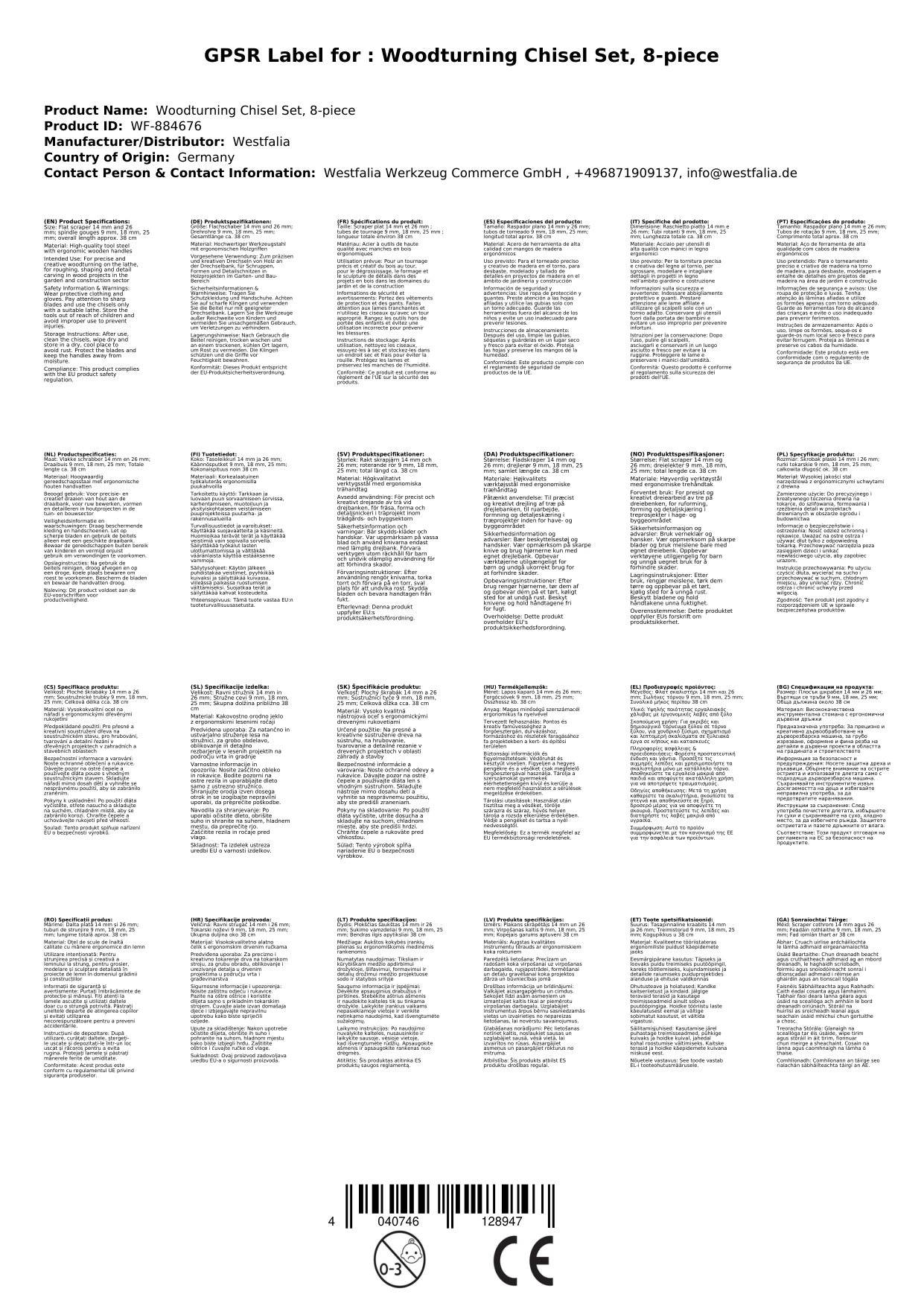 Drechselbeitel Satz, 8-teilig