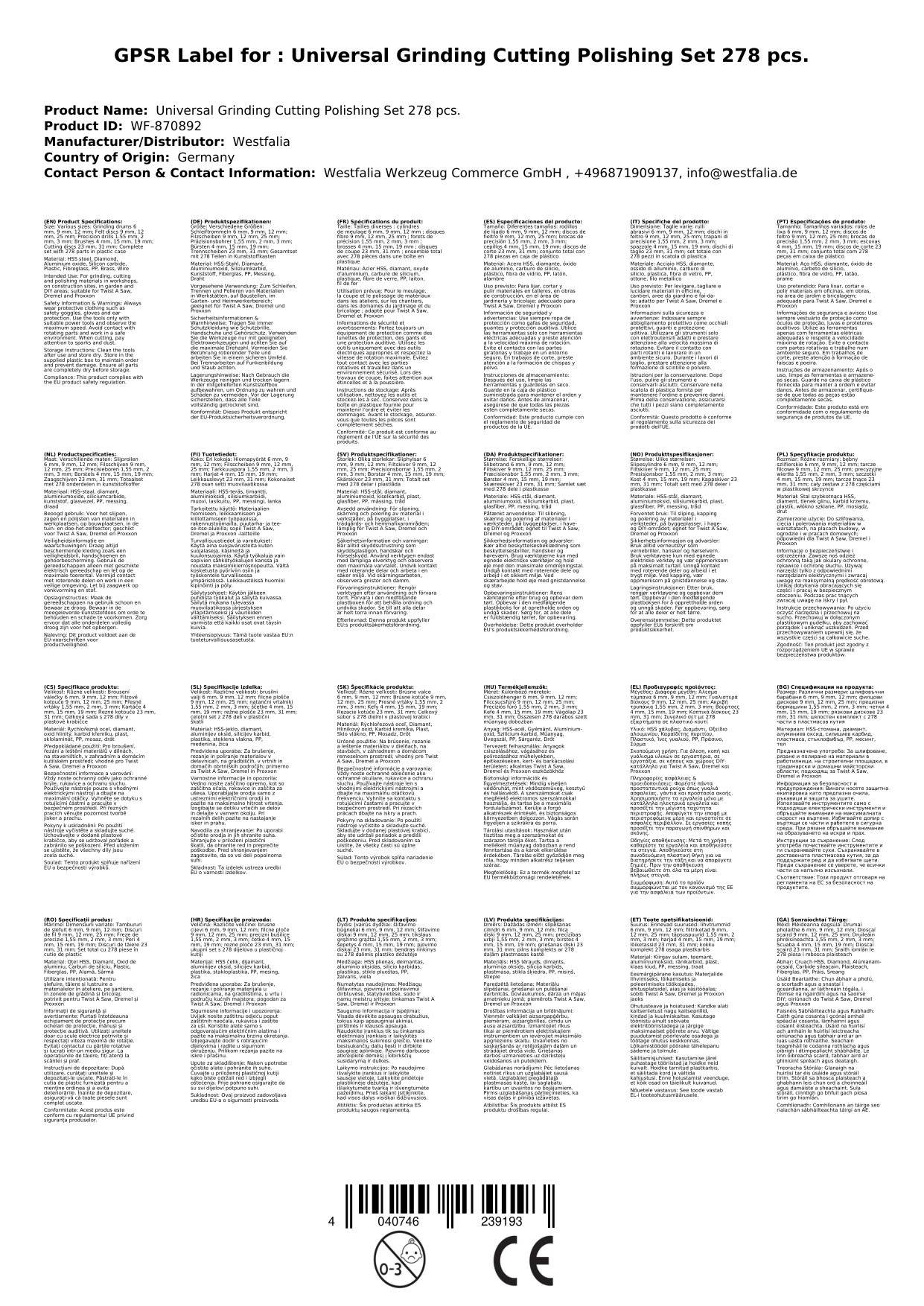 Universal Schleif- Trenn- Polierset 278 tlg.