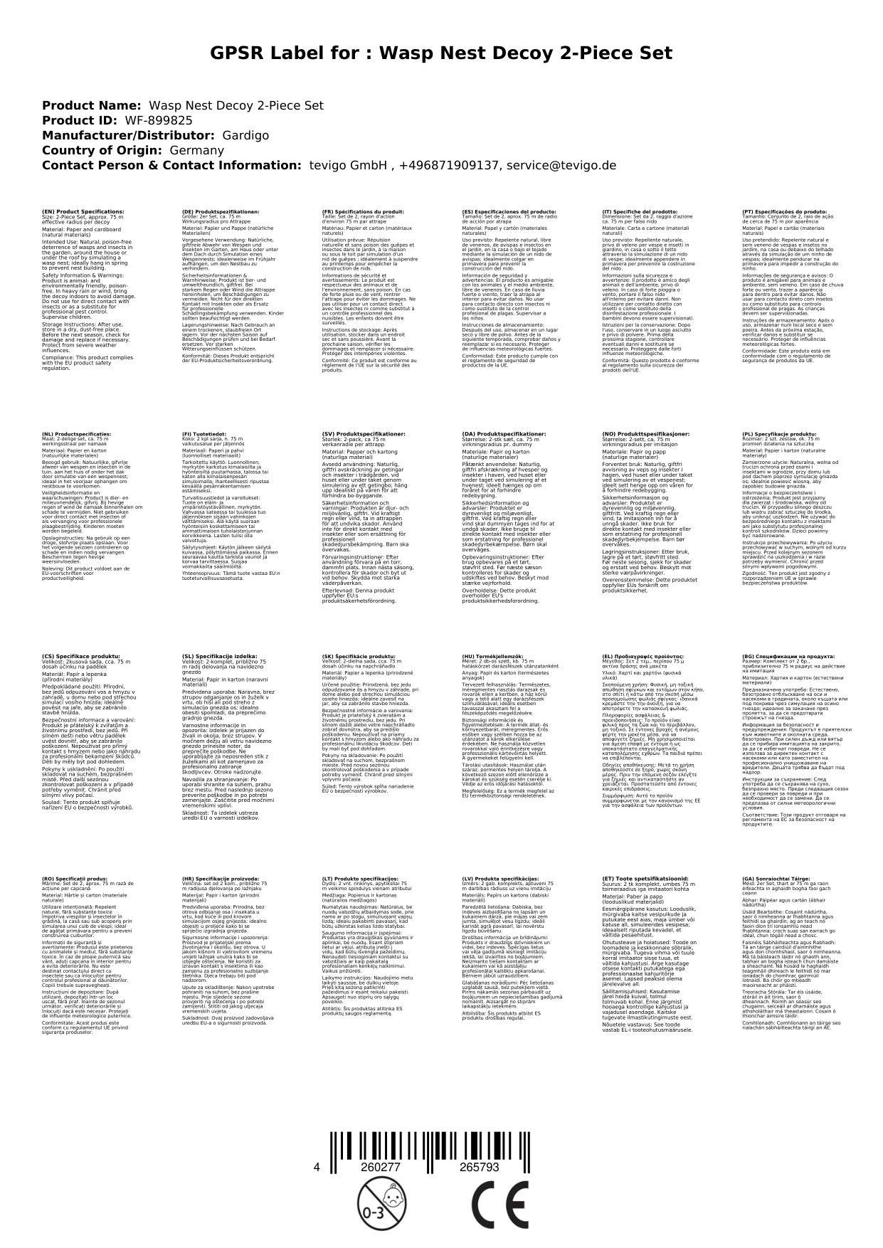 Wespennest-Attrappe 2er Set