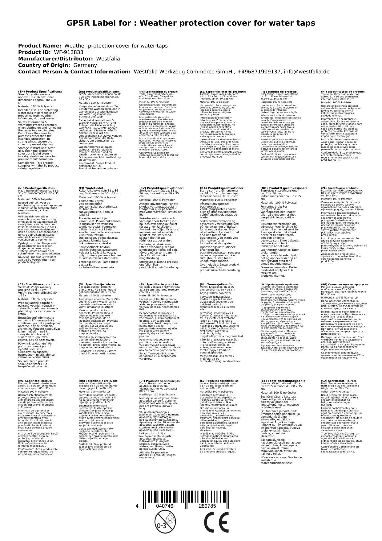 Wetterschutzhülle für Wasserzapfsäulen