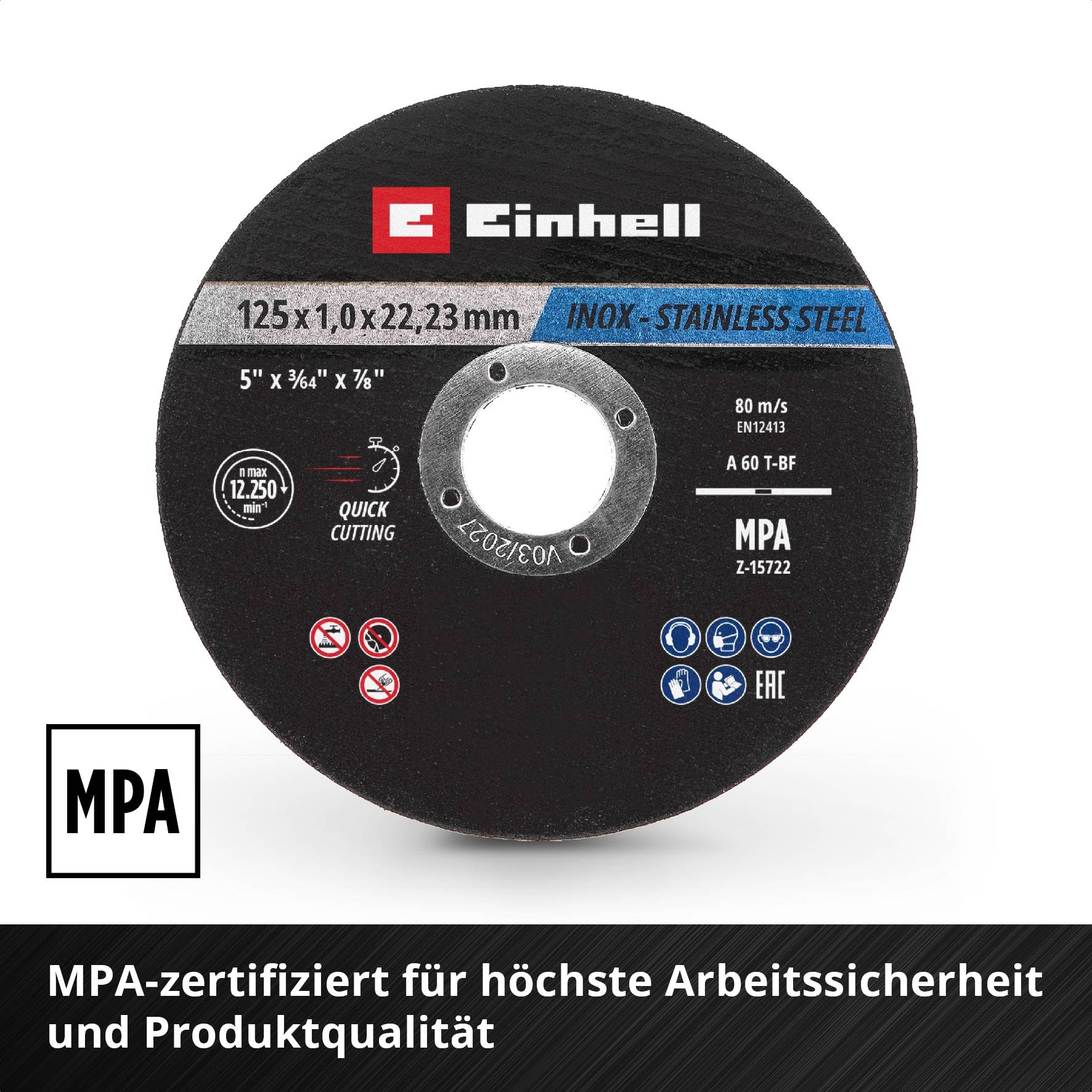 EINHELL Trennscheiben, 711442, 125x1,0 mm, 10 Stück