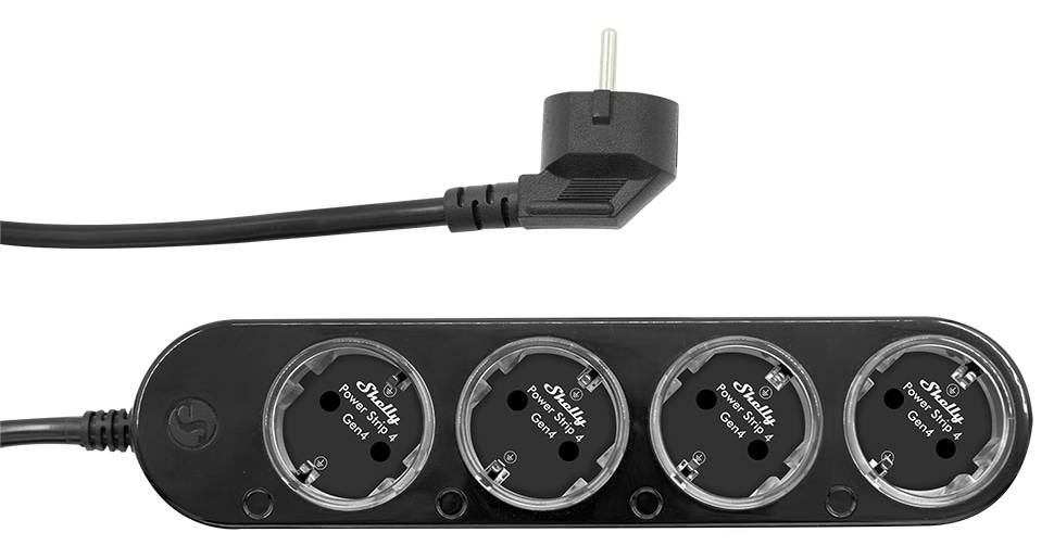 SHELLY Power Strip 4 Gen4, 4-fach Steckdosenleiste, schwarz, WiFi, Bluetooth, Zigbee, Matter, Apple HomeKit, Alexa, 2 Stück