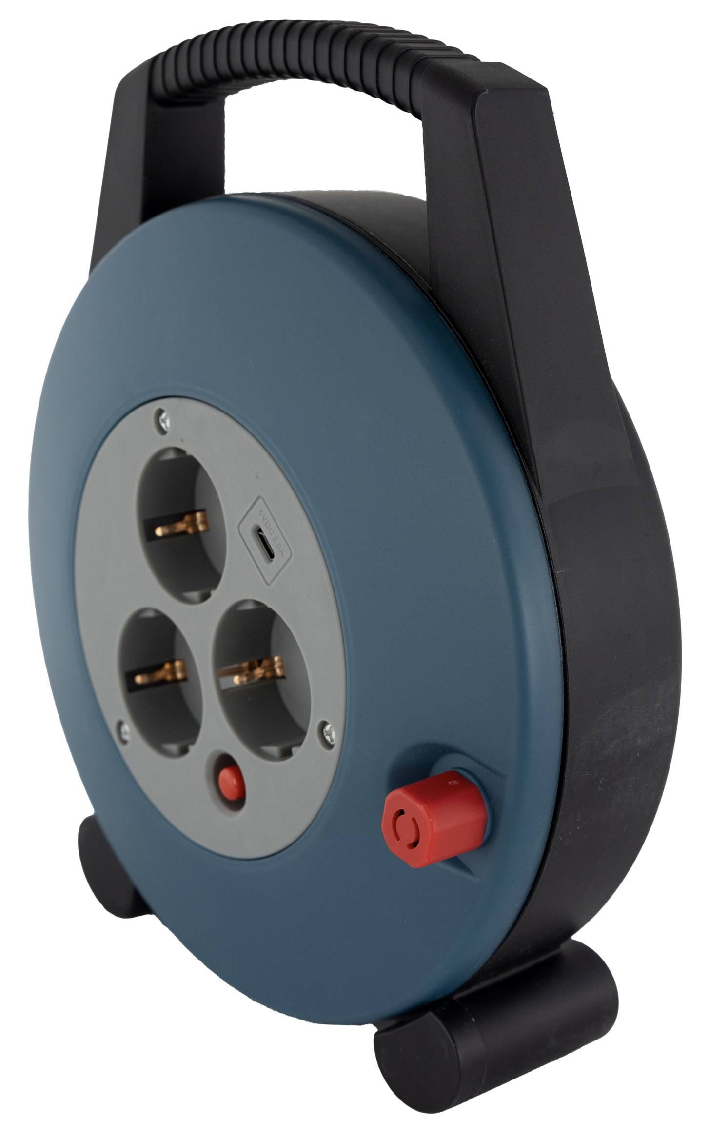 REV Kabelbox H05VV3G1,5, 3-fach, 1x USB-C, schwarz/grau, 10 m