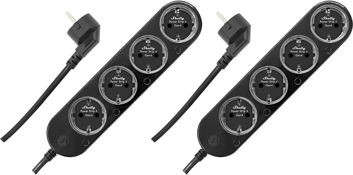 SHELLY Power Strip 4 Gen4, 4-fach Steckdosenleiste, schwarz, WiFi, Bluetooth, Zigbee, Matter, Apple HomeKit, Alexa, 2 Stück