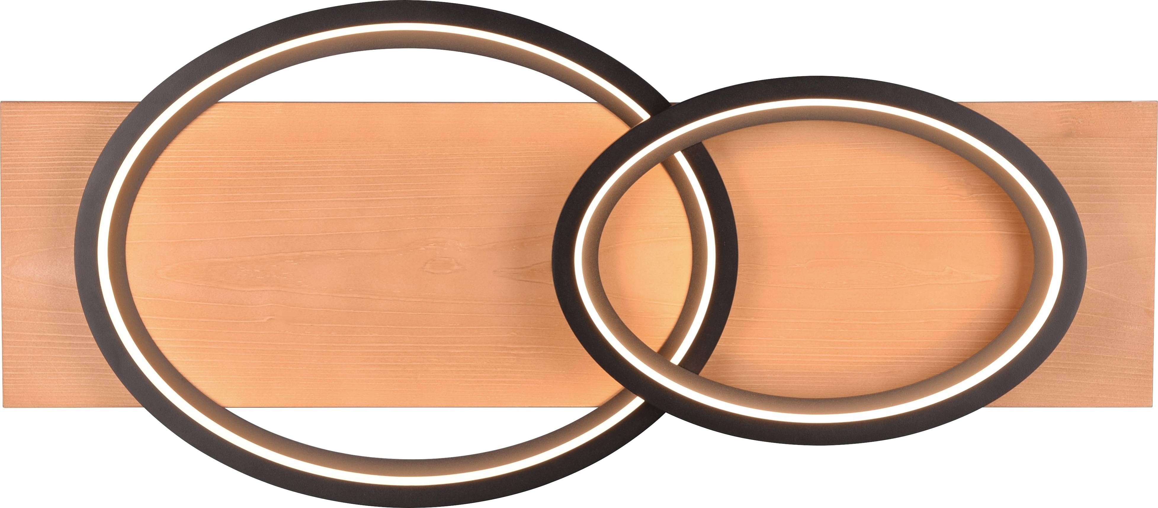 TRIO LED-Deckenleuchte 641110232 schwarz / Holz, 30 W, 3500 lm, 3000 K, Switch Dimmer