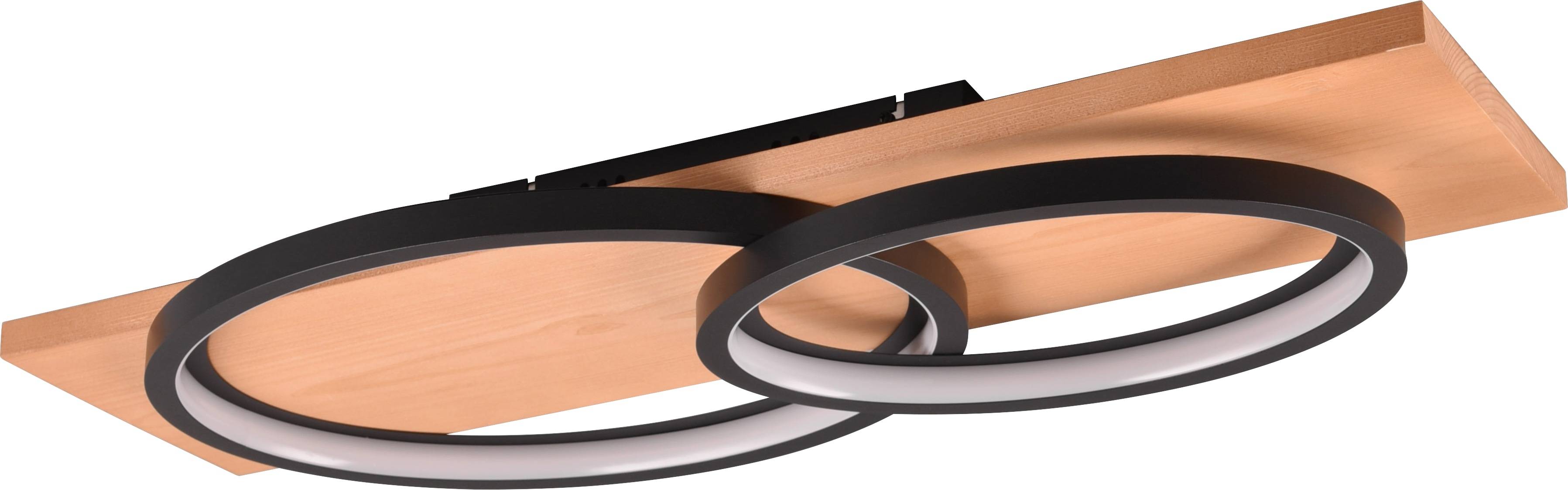 TRIO LED-Deckenleuchte 641110232 schwarz / Holz, 30 W, 3500 lm, 3000 K, Switch Dimmer