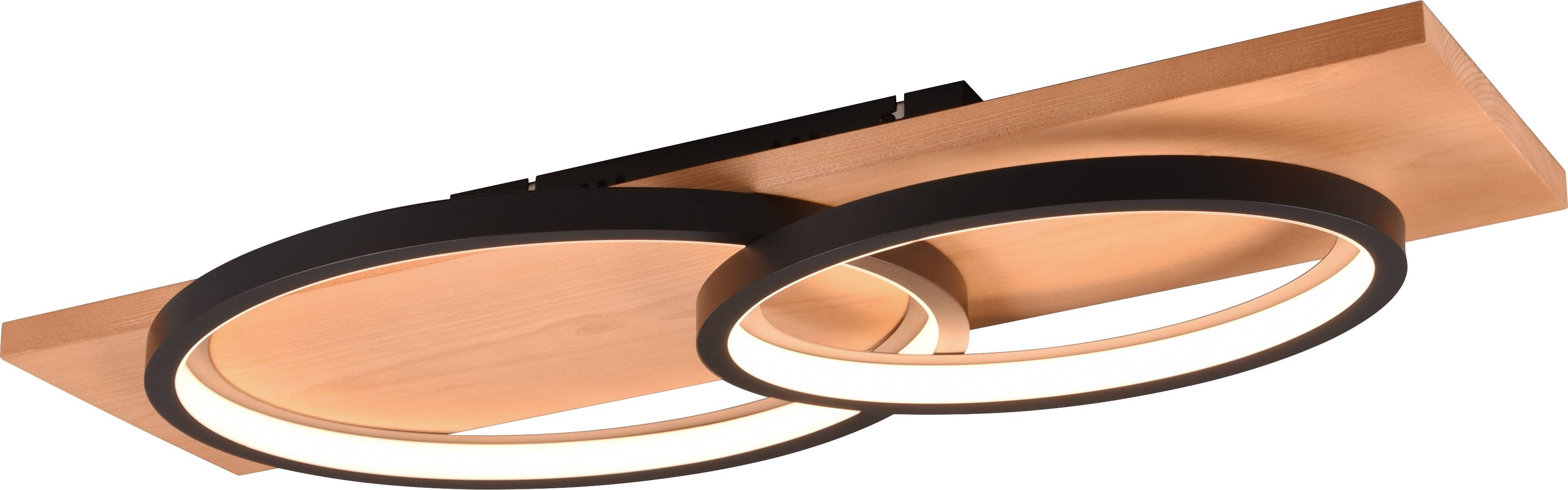 TRIO LED-Deckenleuchte 641110232 schwarz / Holz, 30 W, 3500 lm, 3000 K, Switch Dimmer