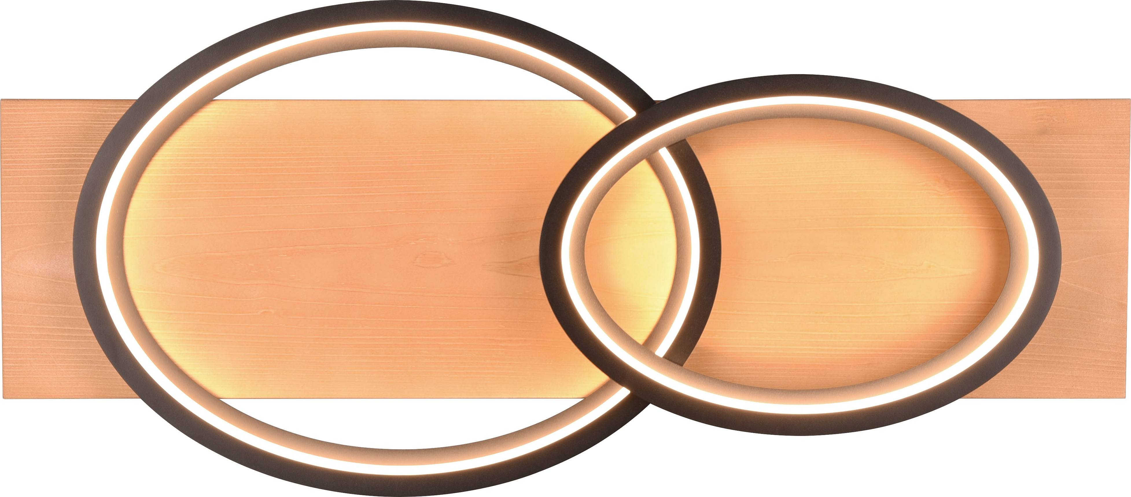 TRIO LED-Deckenleuchte 641110232 schwarz / Holz, 30 W, 3500 lm, 3000 K, Switch Dimmer