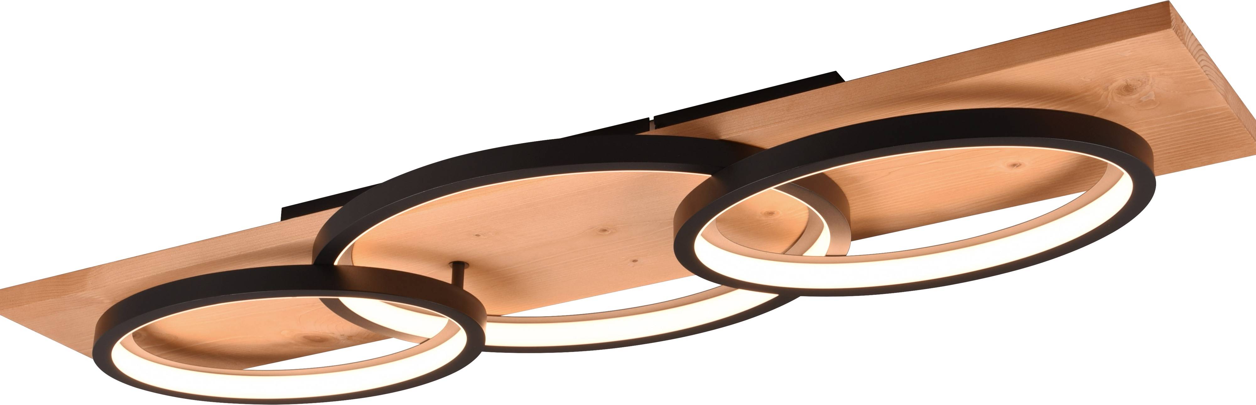 TRIO LED-Deckenleuchte 641110332 schwarz / Holz, 40 W, 4700 lm, 3000 K, Switch Dimmer