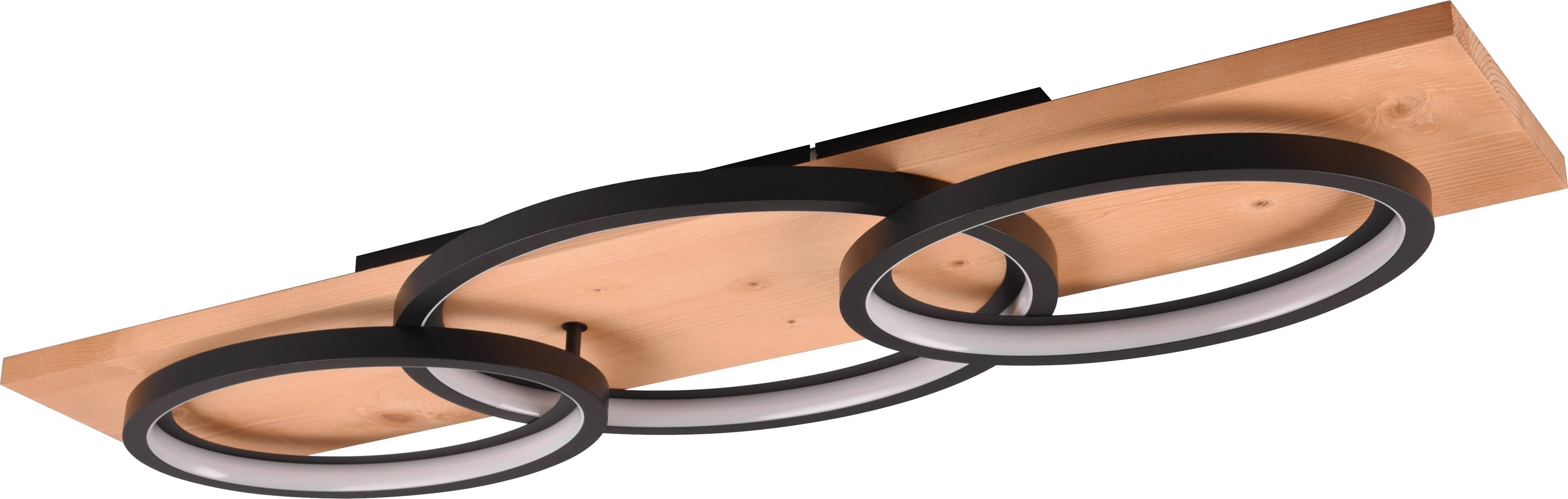 TRIO LED-Deckenleuchte 641110332 schwarz / Holz, 40 W, 4700 lm, 3000 K, Switch Dimmer