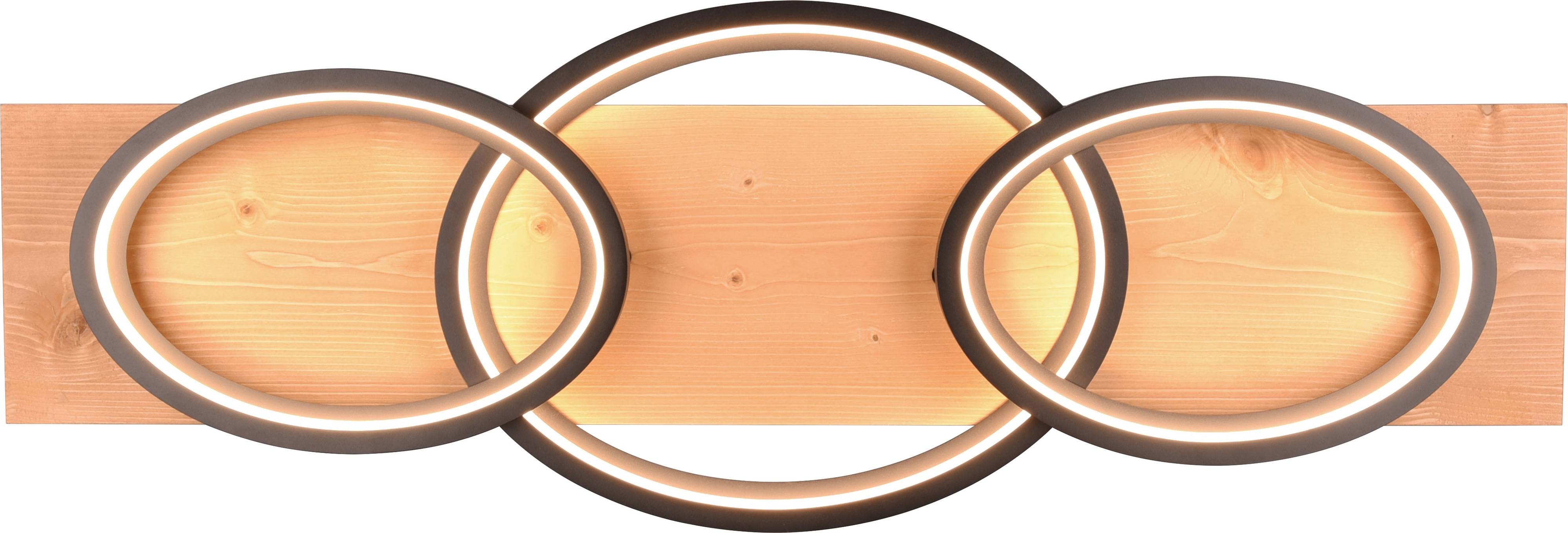 TRIO LED-Deckenleuchte 641110332 schwarz / Holz, 40 W, 4700 lm, 3000 K, Switch Dimmer