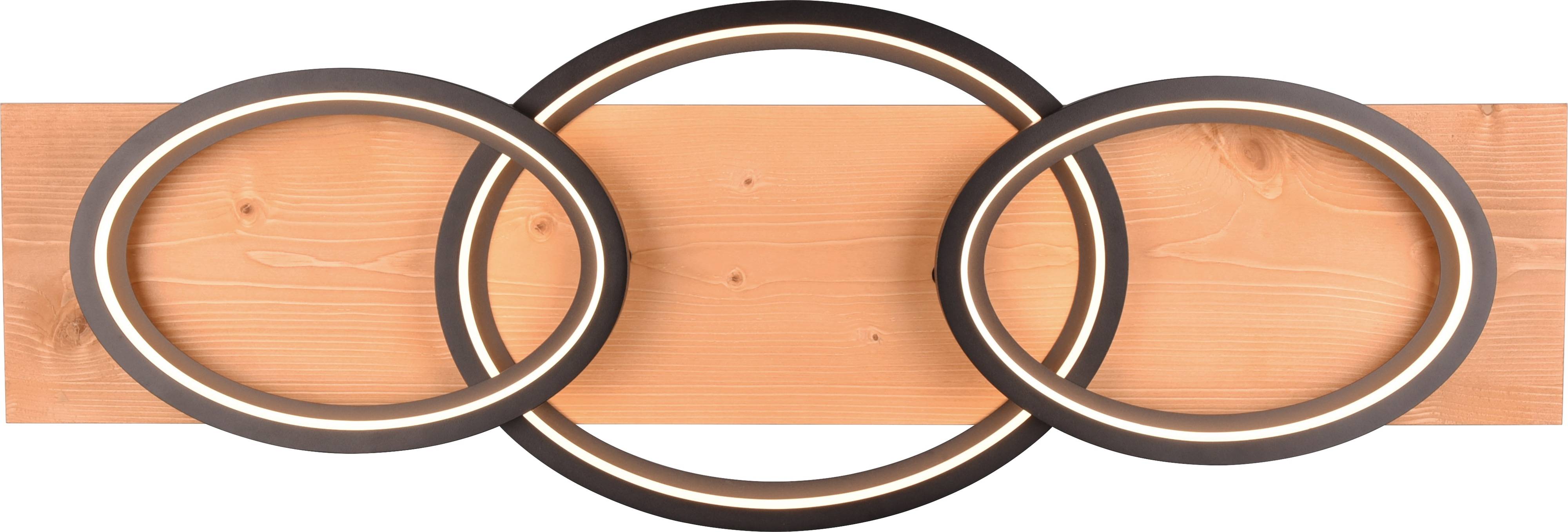TRIO LED-Deckenleuchte 641110332 schwarz / Holz, 40 W, 4700 lm, 3000 K, Switch Dimmer