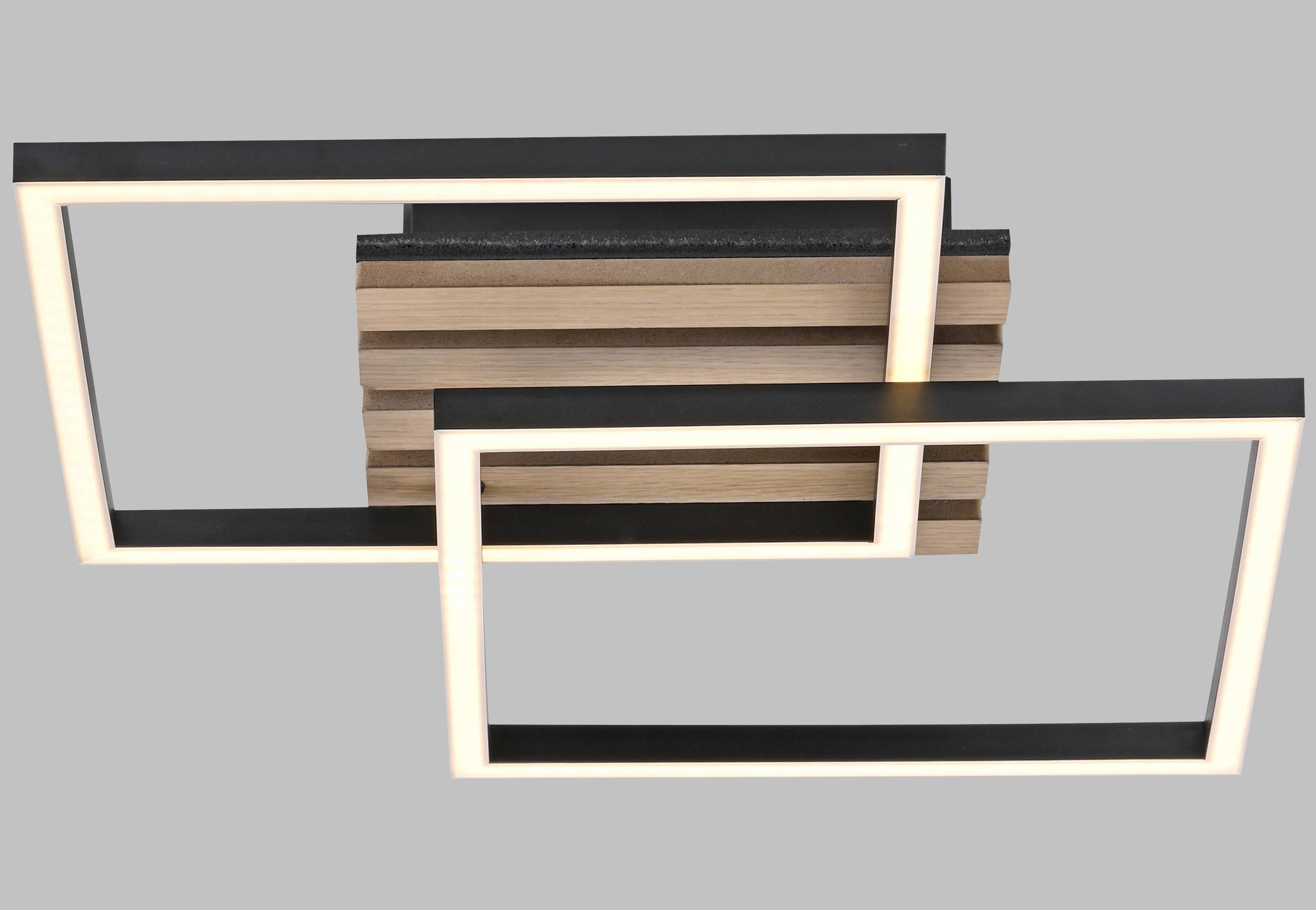 JUST LIGHT LED-Deckenleuchte 14053-79, 15W, 3000K, 2200lm, warmweiß, IP20, Holz/schwarz