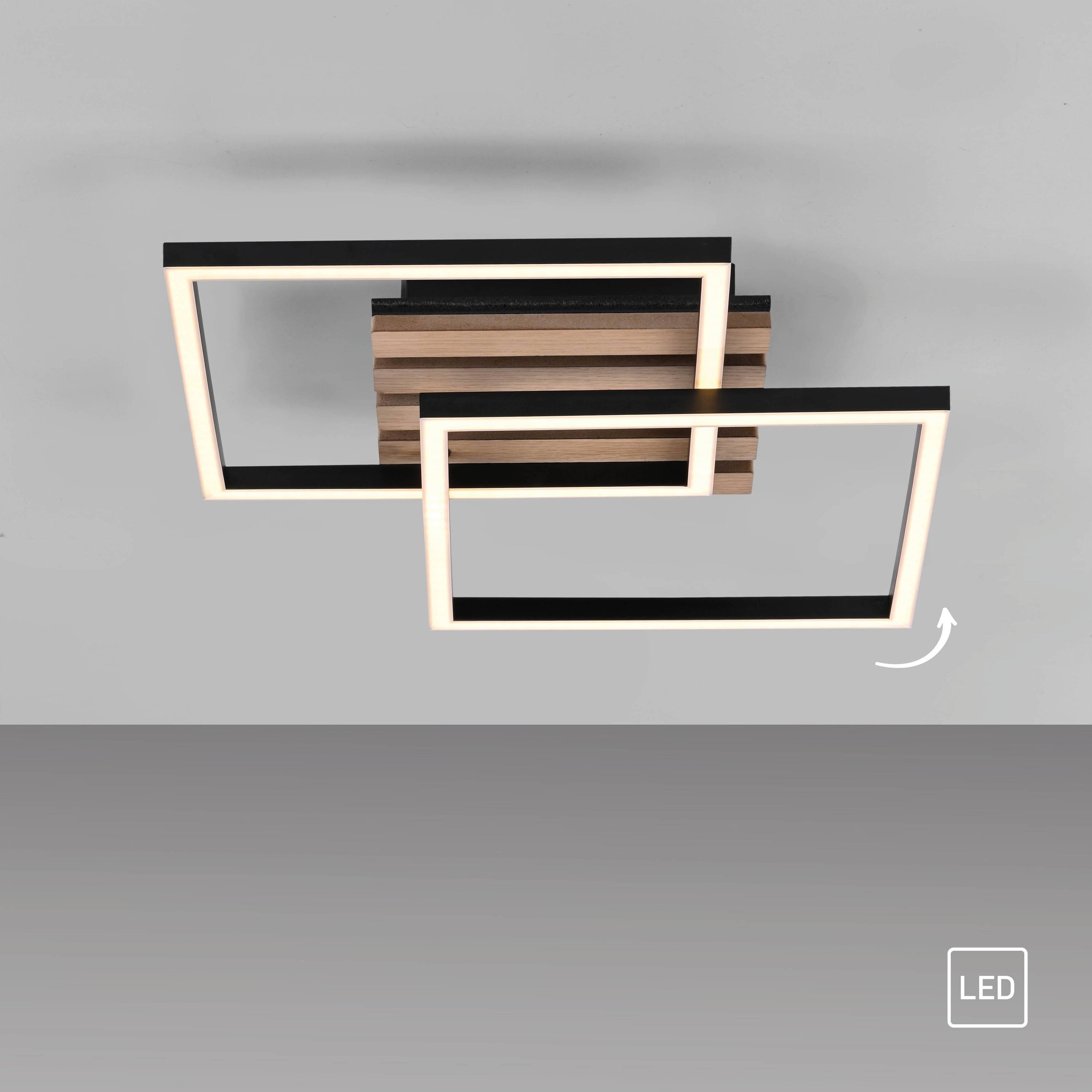 JUST LIGHT LED-Deckenleuchte 14053-79, 15W, 3000K, 2200lm, warmweiß, IP20, Holz/schwarz