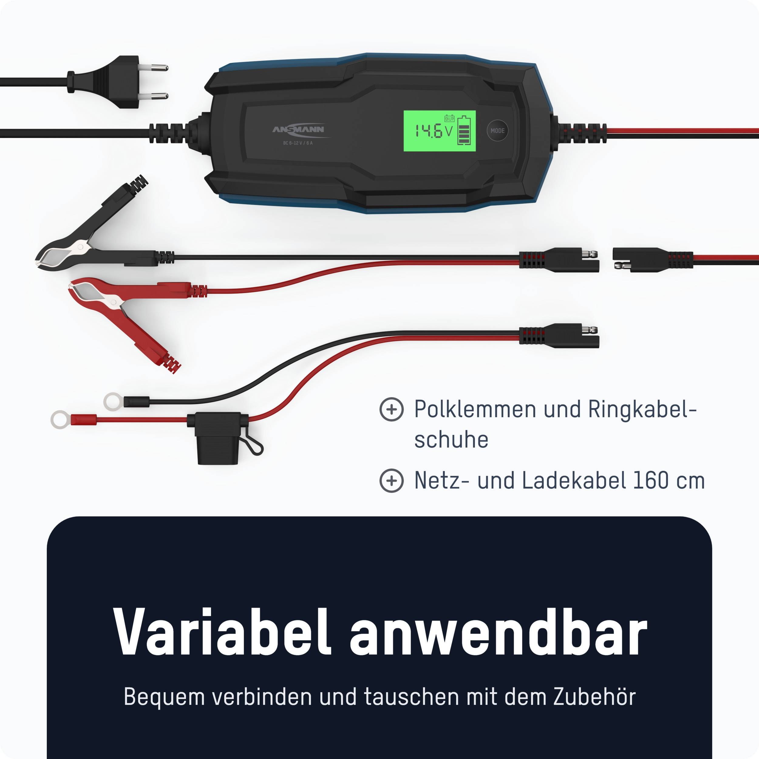 ANSMANN Autobatterie-Ladegerät + KFZ-Batterietester