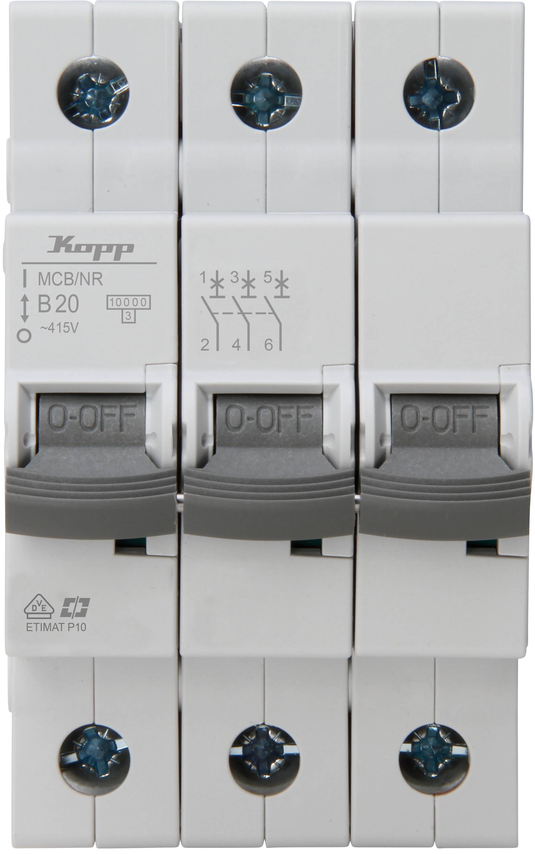KOPP Leitungsschutzschalter, 20A, 3-polig, Char. B