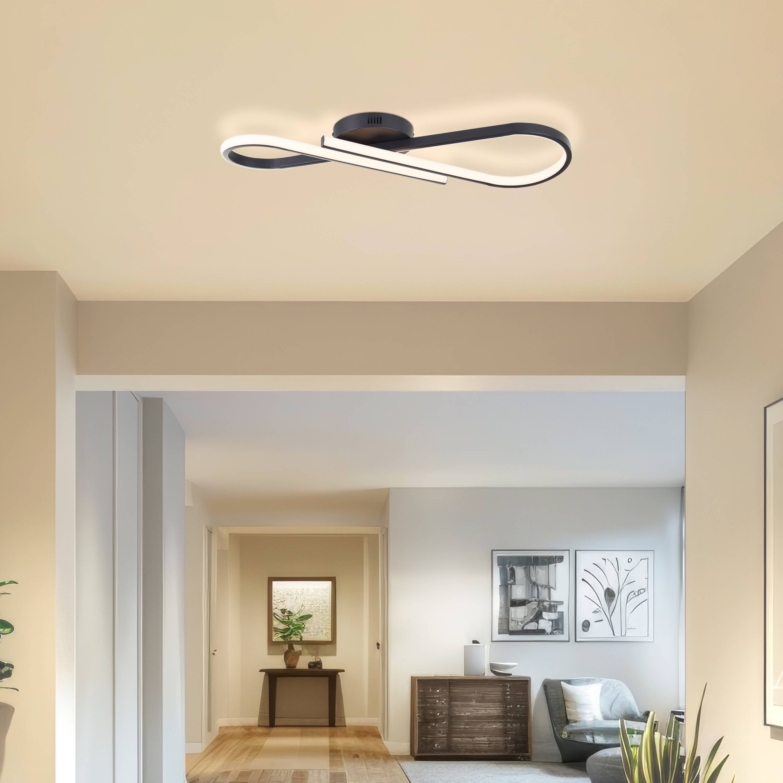 BRILLIANT LED-Deckenleuchte, 24 W, 3000 K, 2800 lm, warmweiß, IP20, schwarz