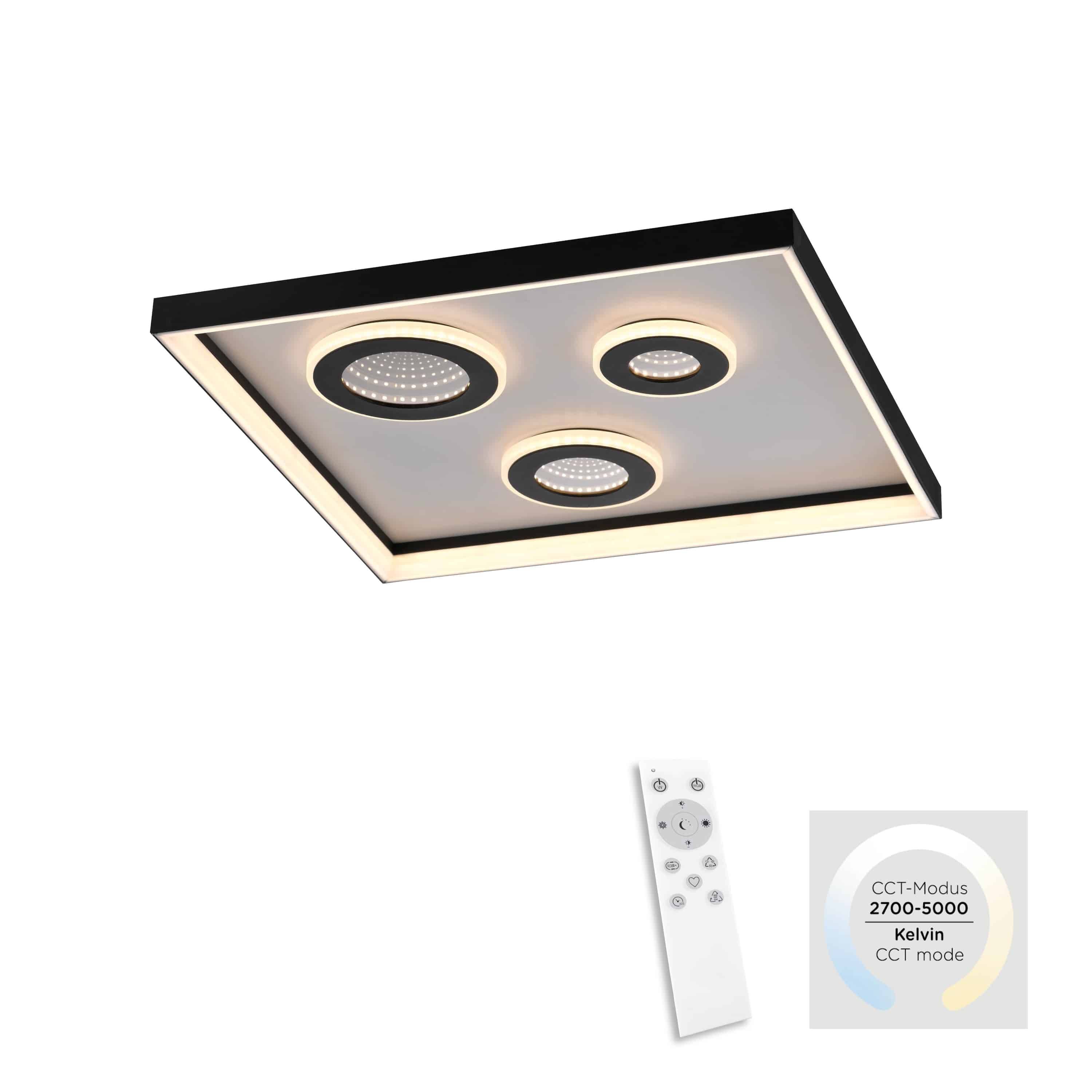 PAUL NEUHAUS LED-Deckenleuchte 6856-18 schwarz, 32 W, 4000 lm, CCT, Fernbedienung