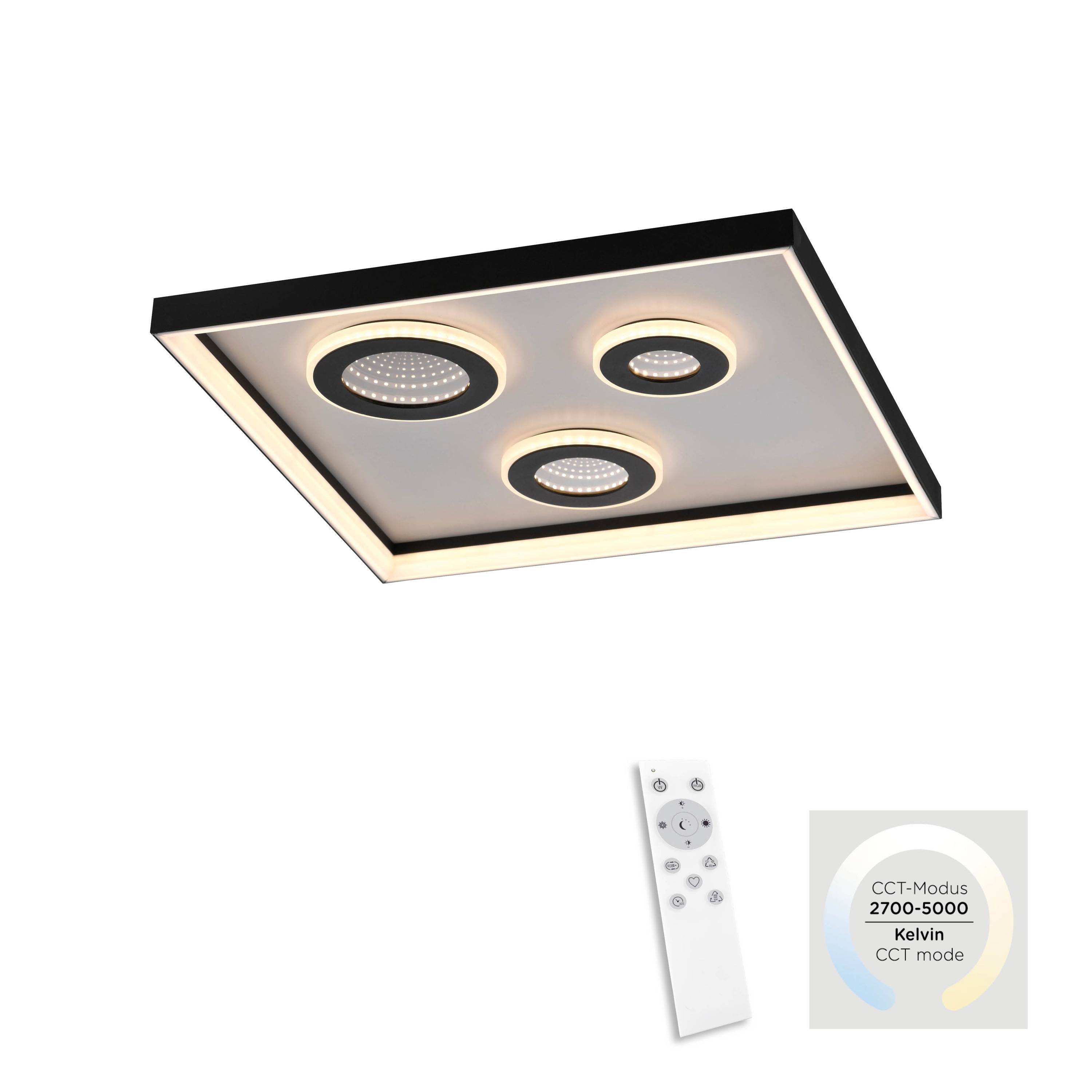 PAUL NEUHAUS LED-Deckenleuchte 6856-18 schwarz, 32 W, 4000 lm, CCT, Fernbedienung