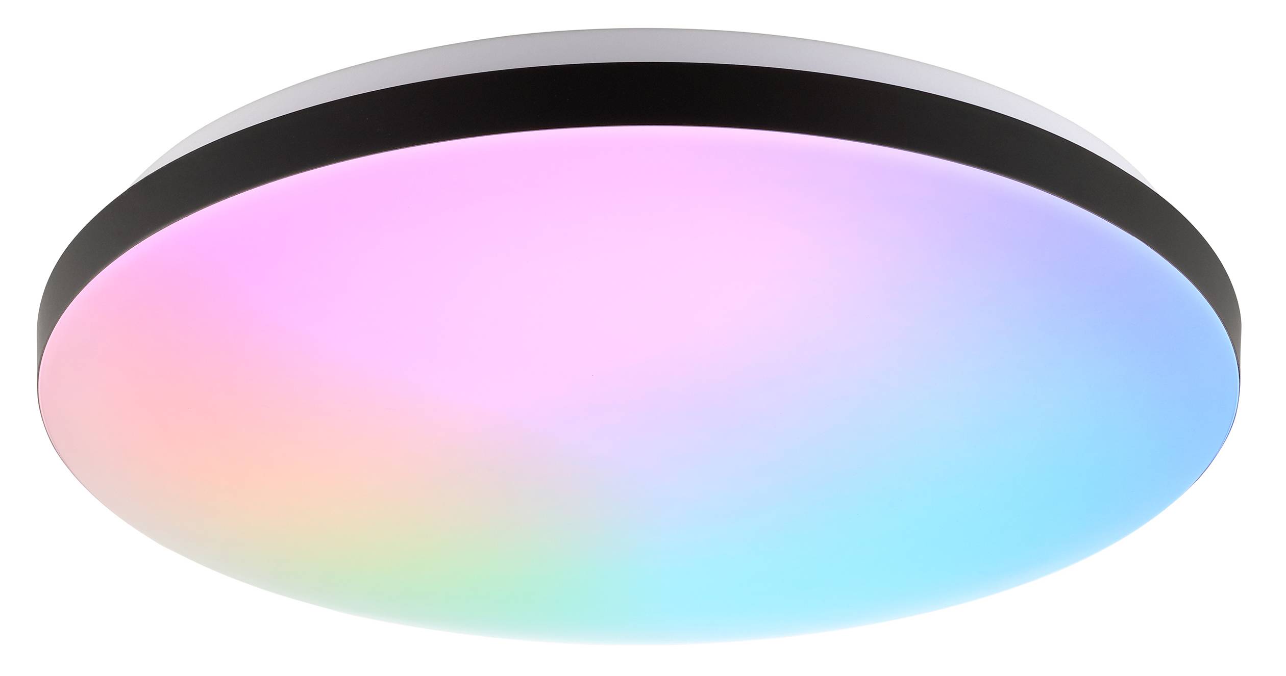 BRILLIANT LED-Deckenleuchte, Ø 39 cm, 20W, CCT, 2400lm, IP20, IC-RGB, mit Fernbedienung, weiß/schwarz