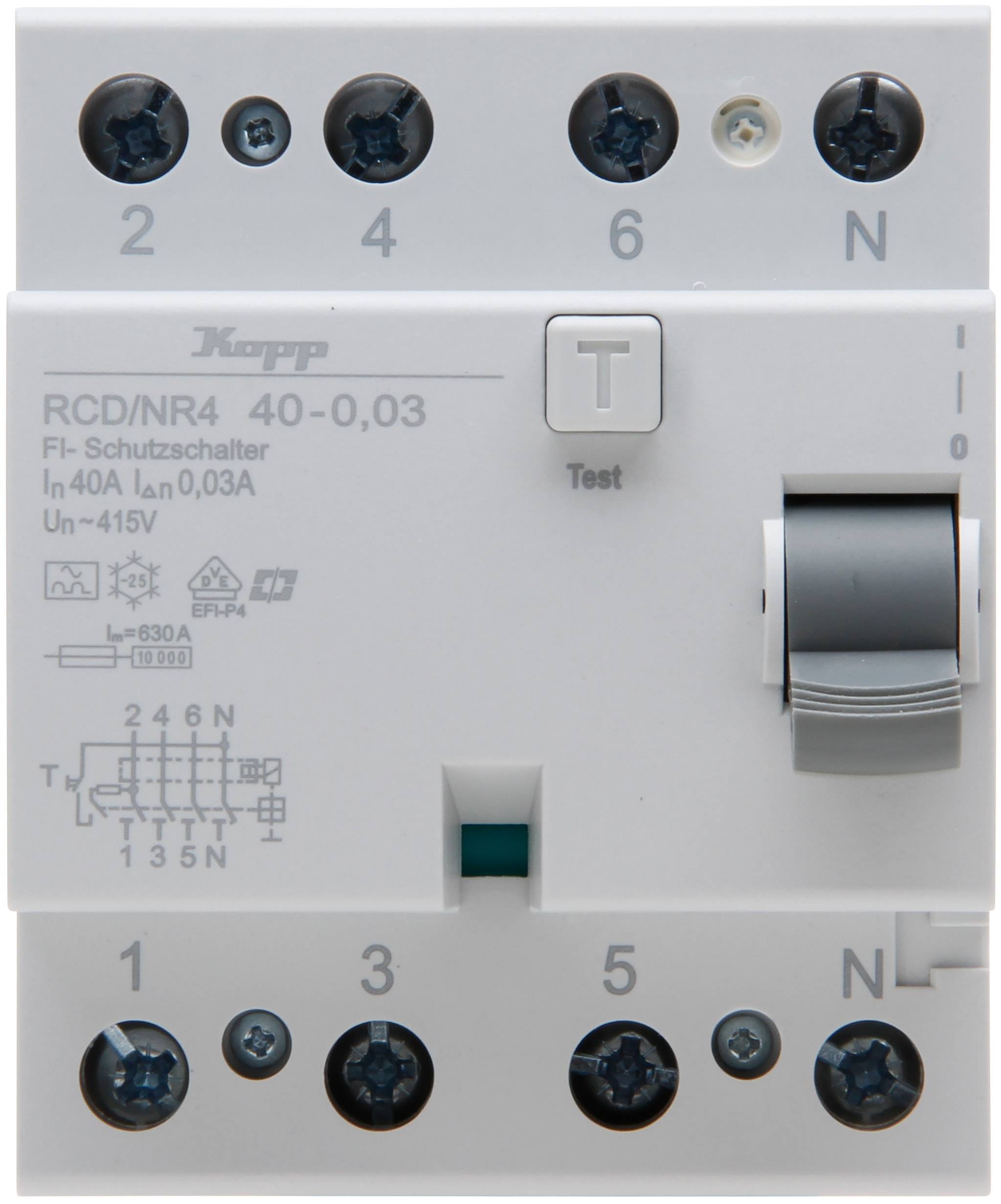 KOPP Fehlerstromschutzschalter, 40A, 4-polig, Typ A, 30 mA