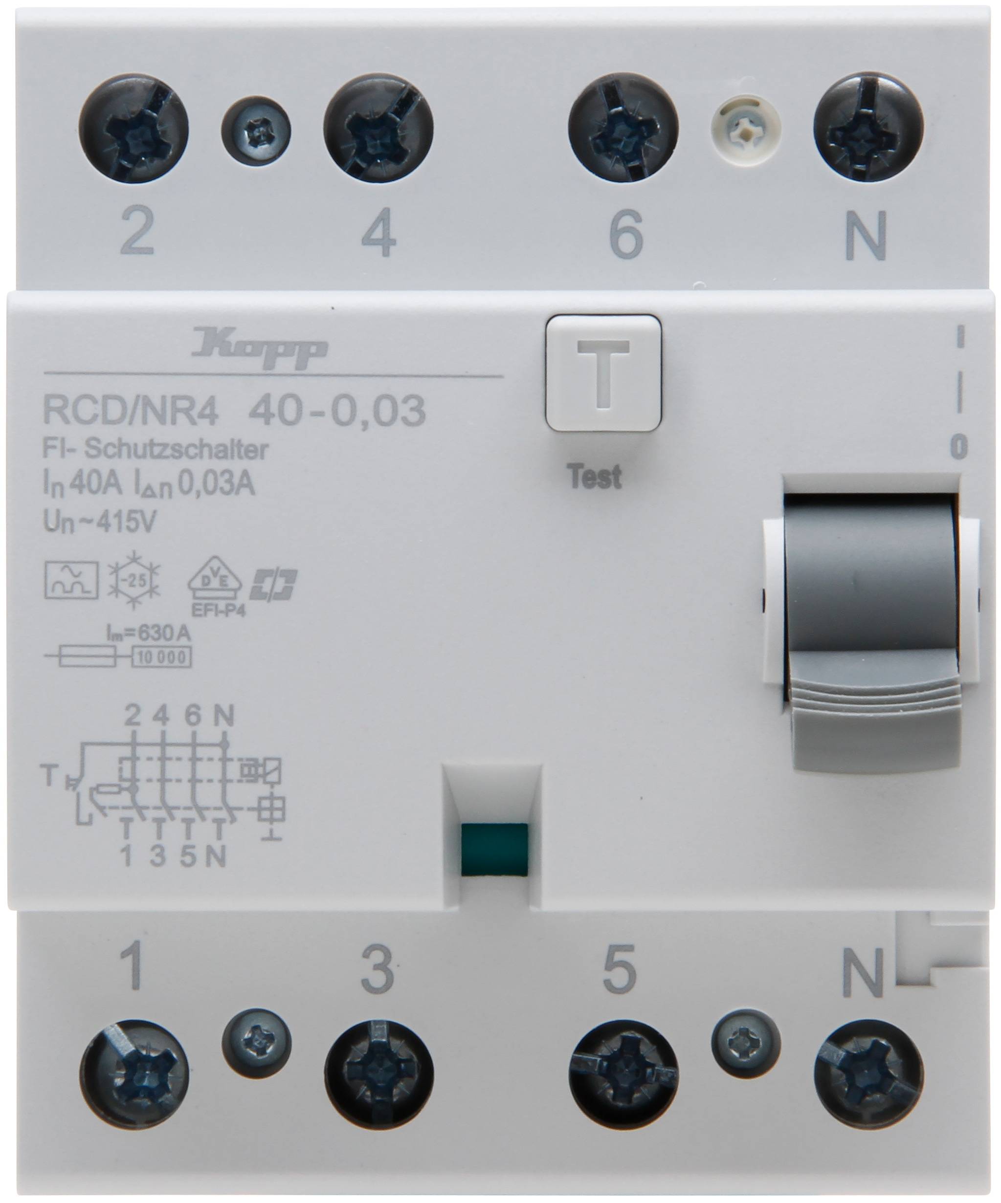 KOPP Fehlerstromschutzschalter, 40A, 4-polig, Typ A, 30 mA