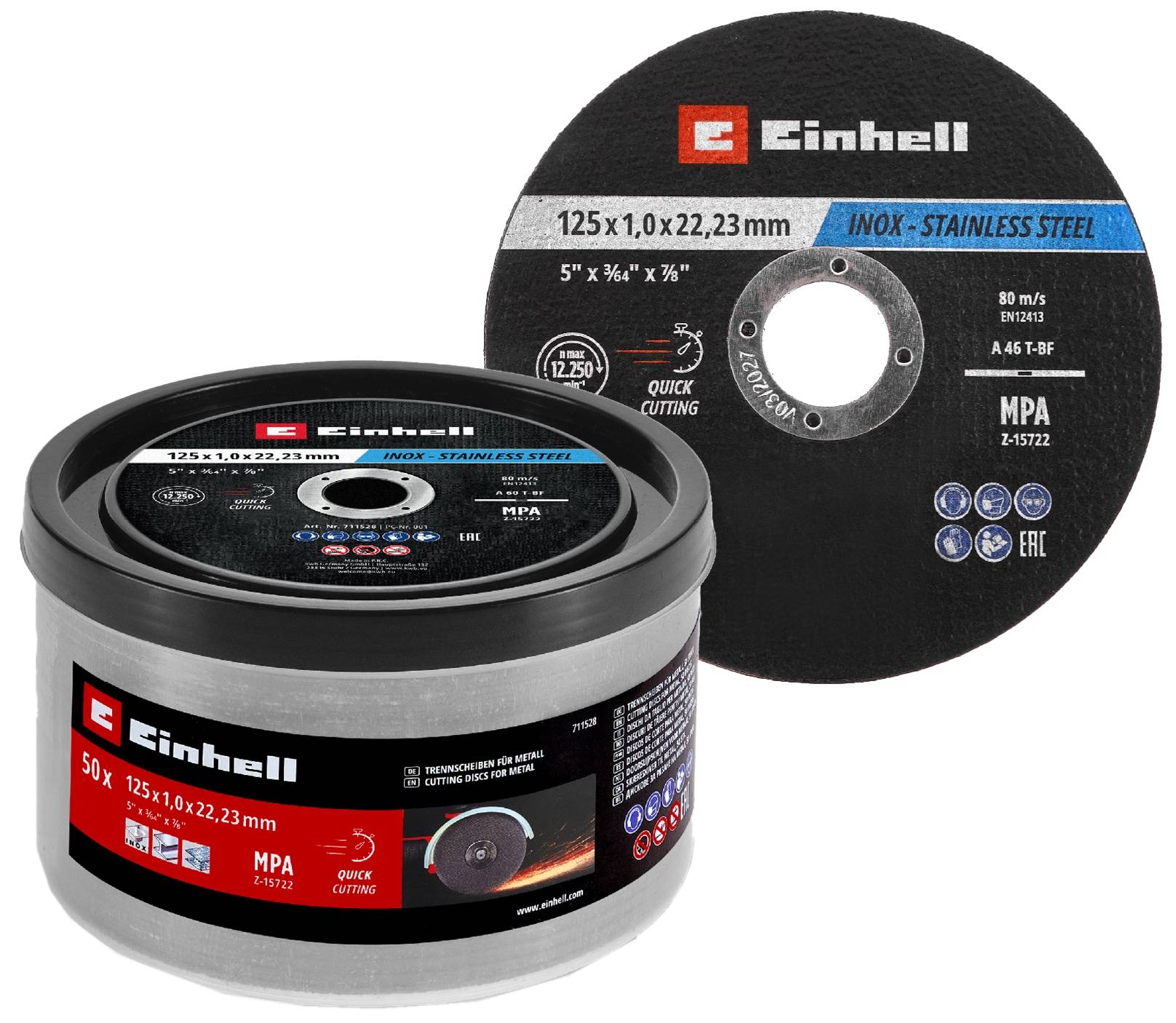 EINHELL Trennscheiben, 711528, 125x1,0 mm, 50 Stück