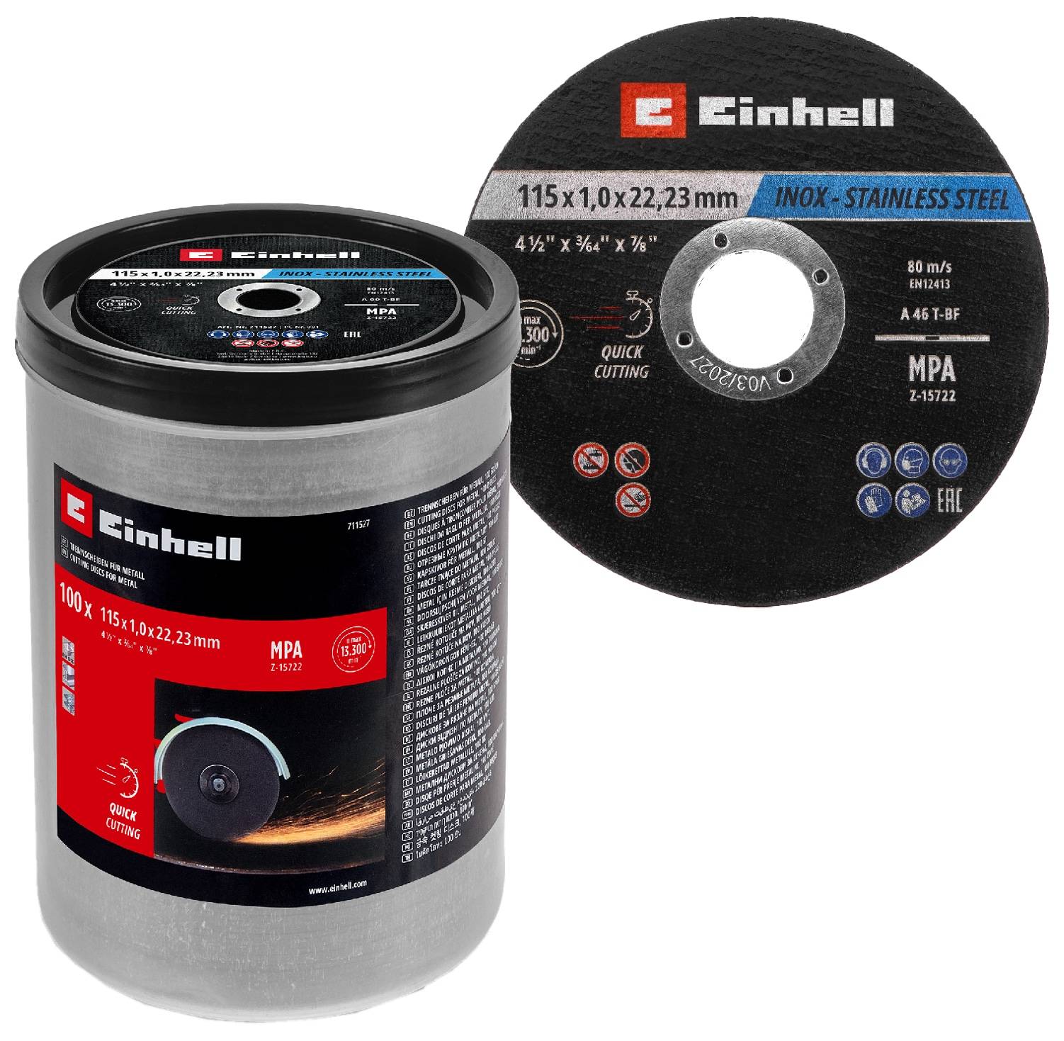EINHELL Trennscheiben, 711527, 115x1,0 mm, 100 Stück