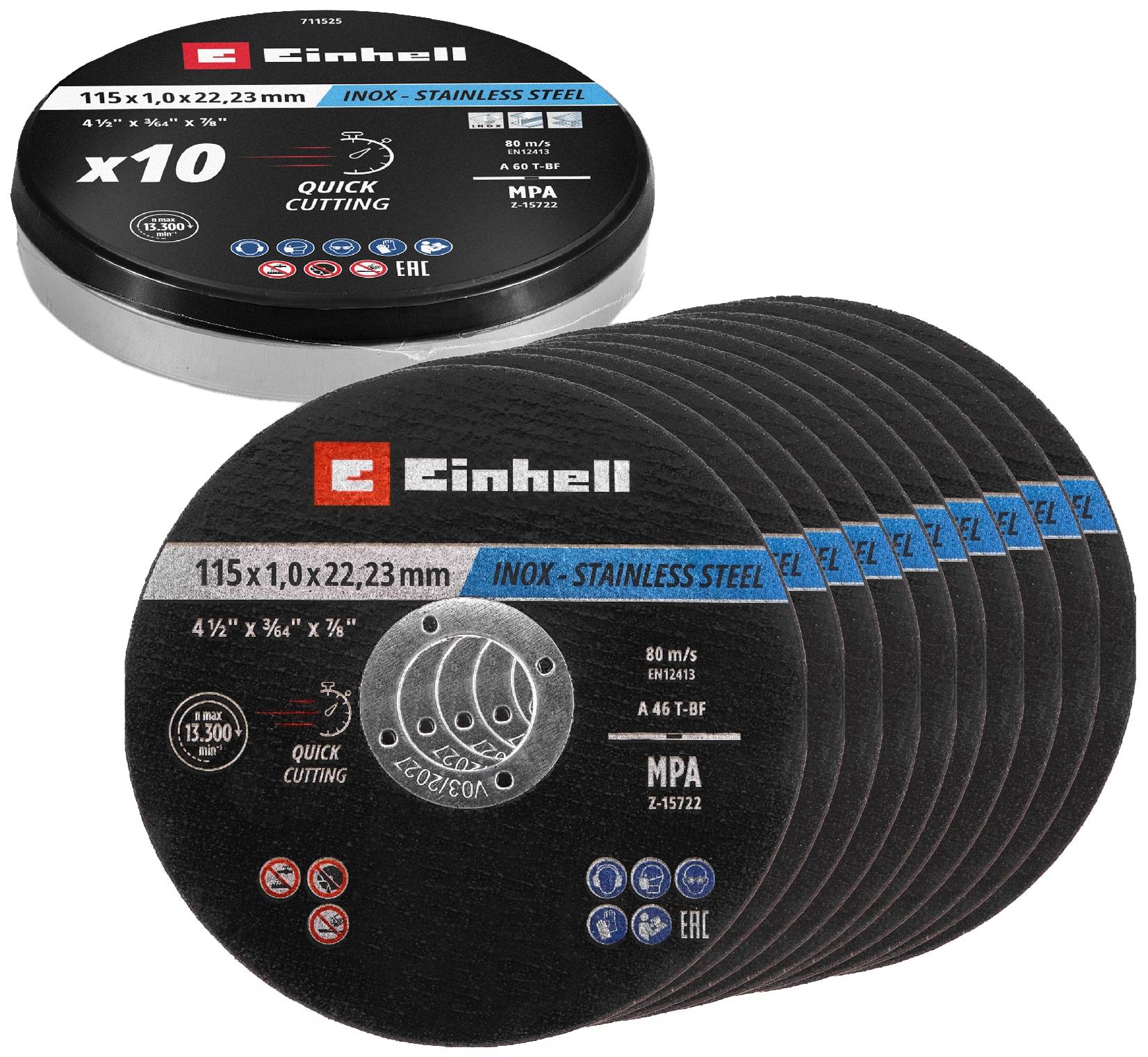 EINHELL Trennscheiben, 711525, 115x1,0 mm, 10 Stück