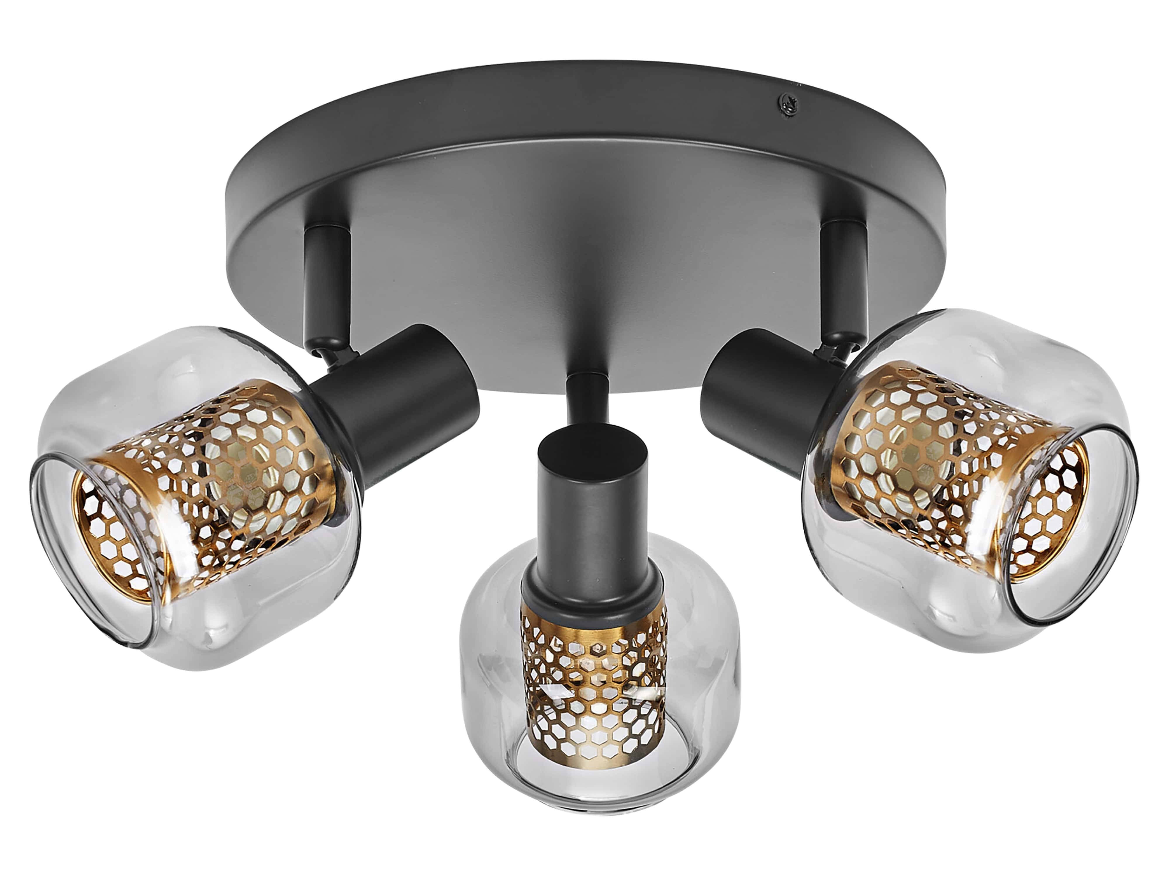 OSRAM Deckenanbau-Leuchte, E14, 8,4 W, 2700 K, 750 lm, IP 20, goldenes Wabengitter, dimmbar