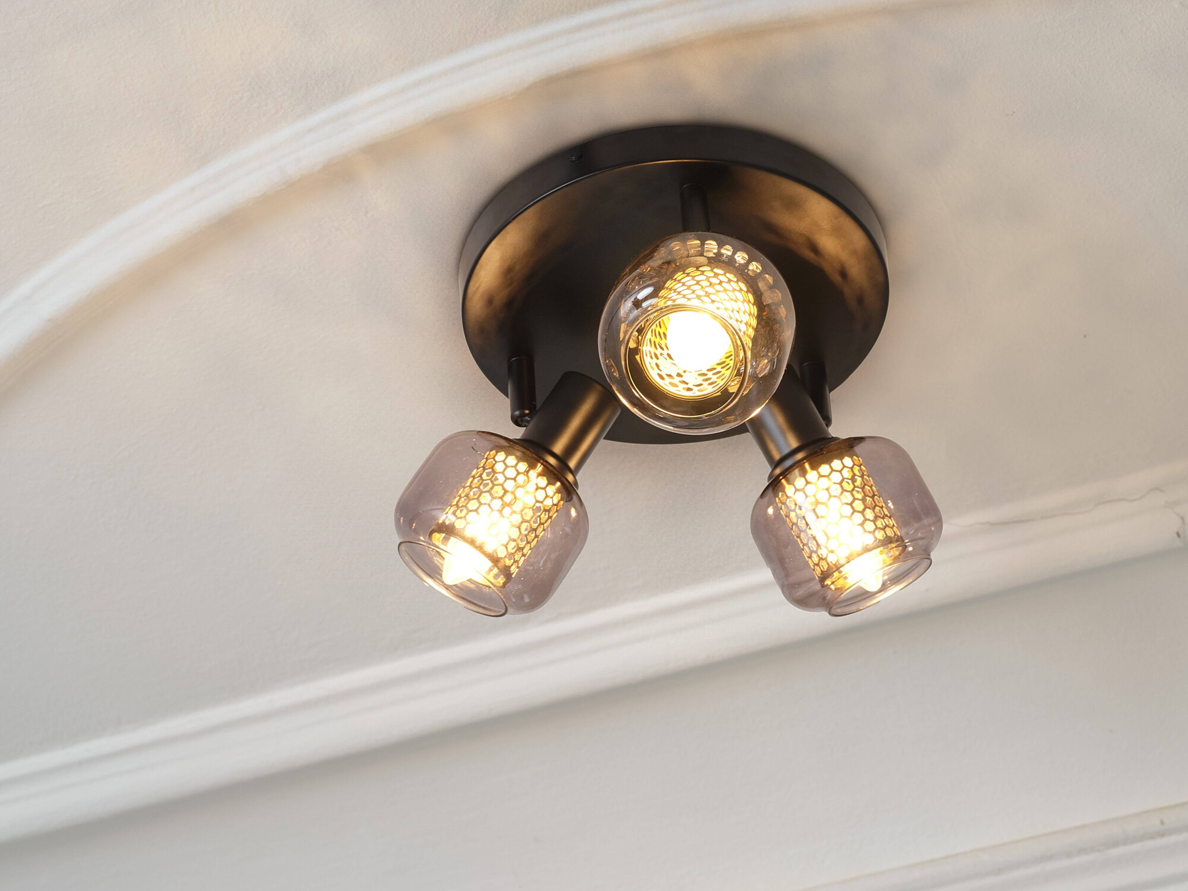 OSRAM Deckenanbau-Leuchte, E14, 8,4 W, 2700 K, 750 lm, IP 20, goldenes Wabengitter, dimmbar