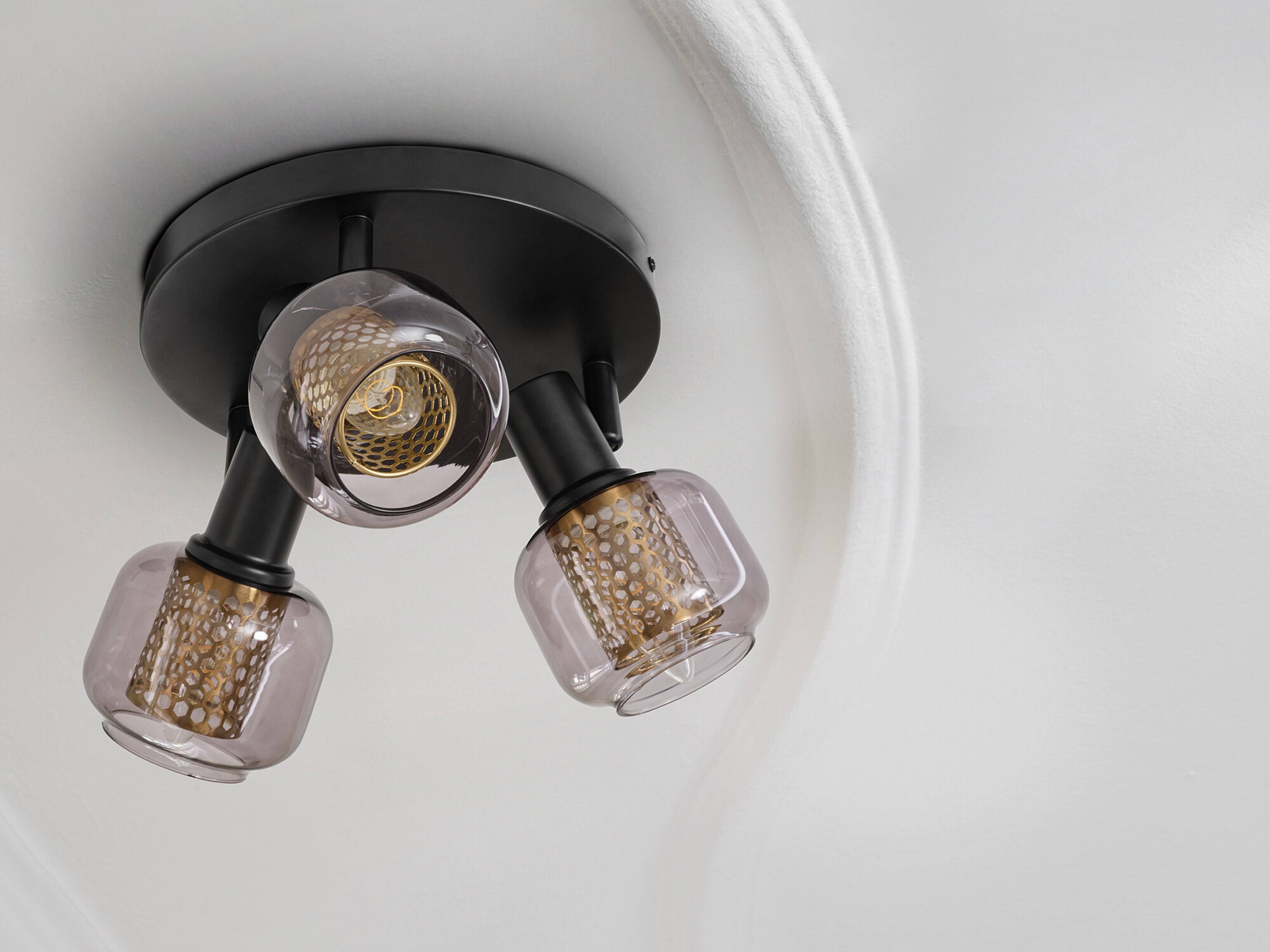 OSRAM Deckenanbau-Leuchte, E14, 8,4 W, 2700 K, 750 lm, IP 20, goldenes Wabengitter, dimmbar