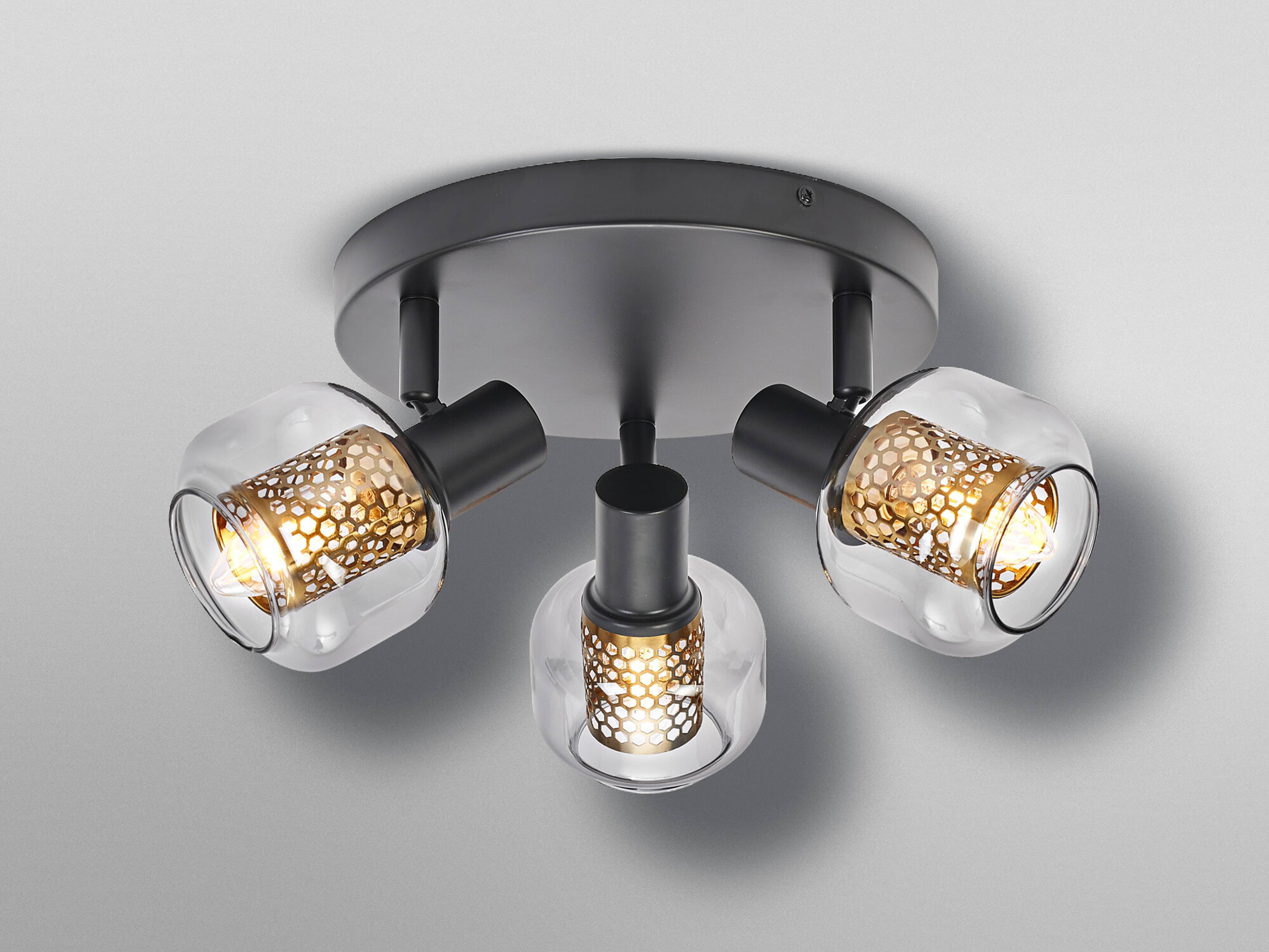 OSRAM Deckenanbau-Leuchte, E14, 8,4 W, 2700 K, 750 lm, IP 20, goldenes Wabengitter, dimmbar