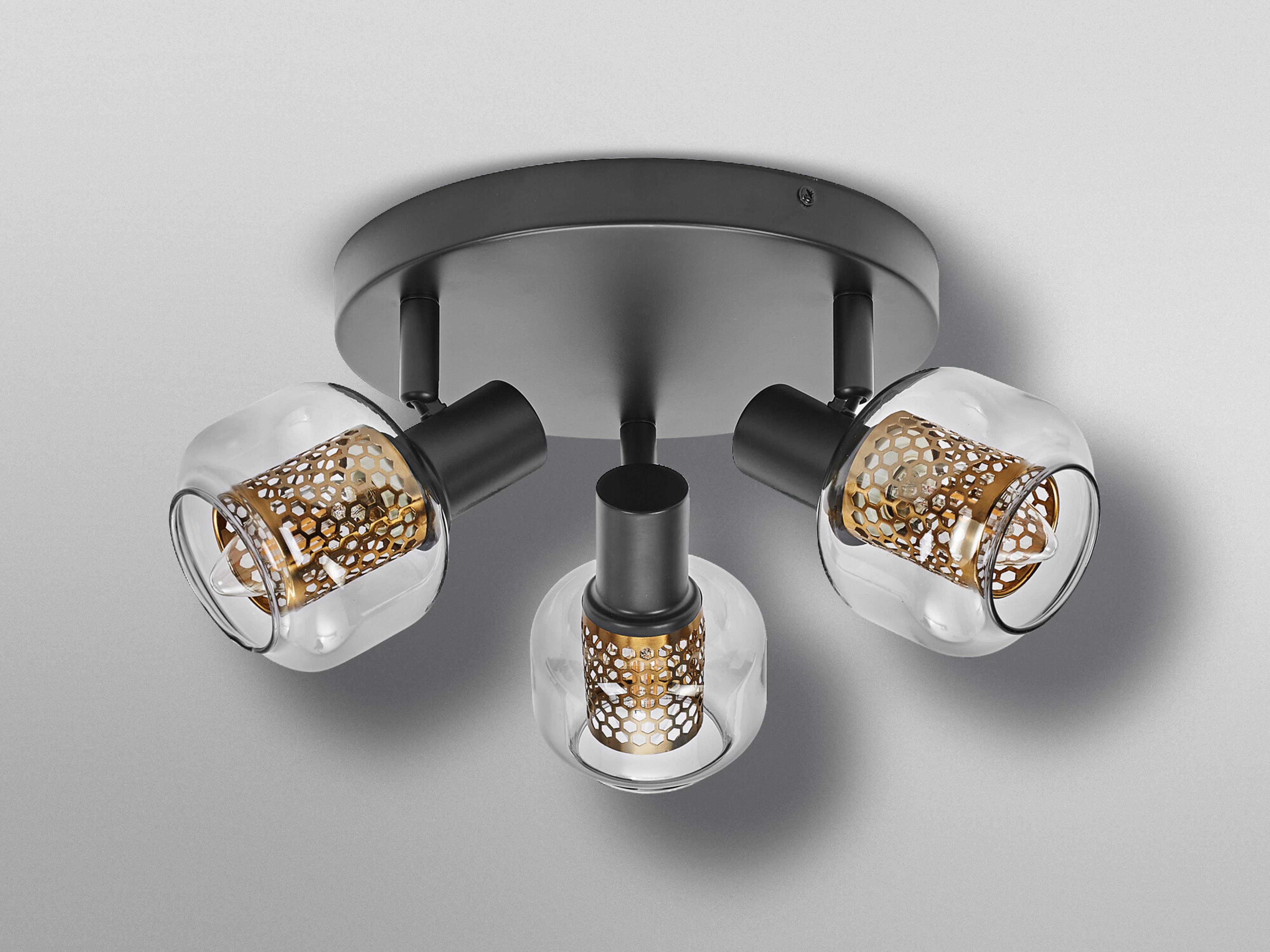 OSRAM Deckenanbau-Leuchte, E14, 8,4 W, 2700 K, 750 lm, IP 20, goldenes Wabengitter, dimmbar