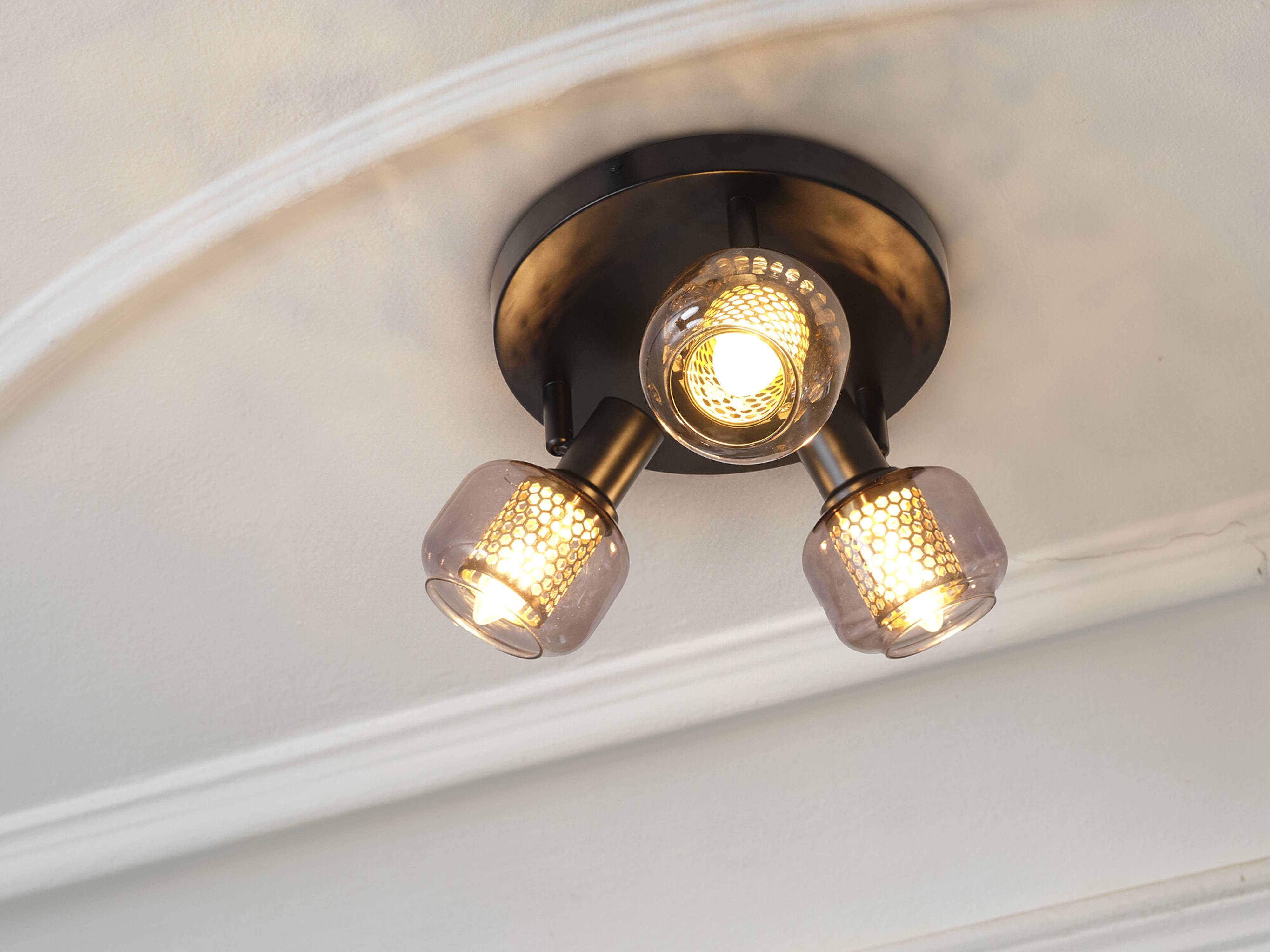 OSRAM Deckenanbau-Leuchte, E14, 8,4 W, 2700 K, 750 lm, IP 20, goldenes Wabengitter, dimmbar