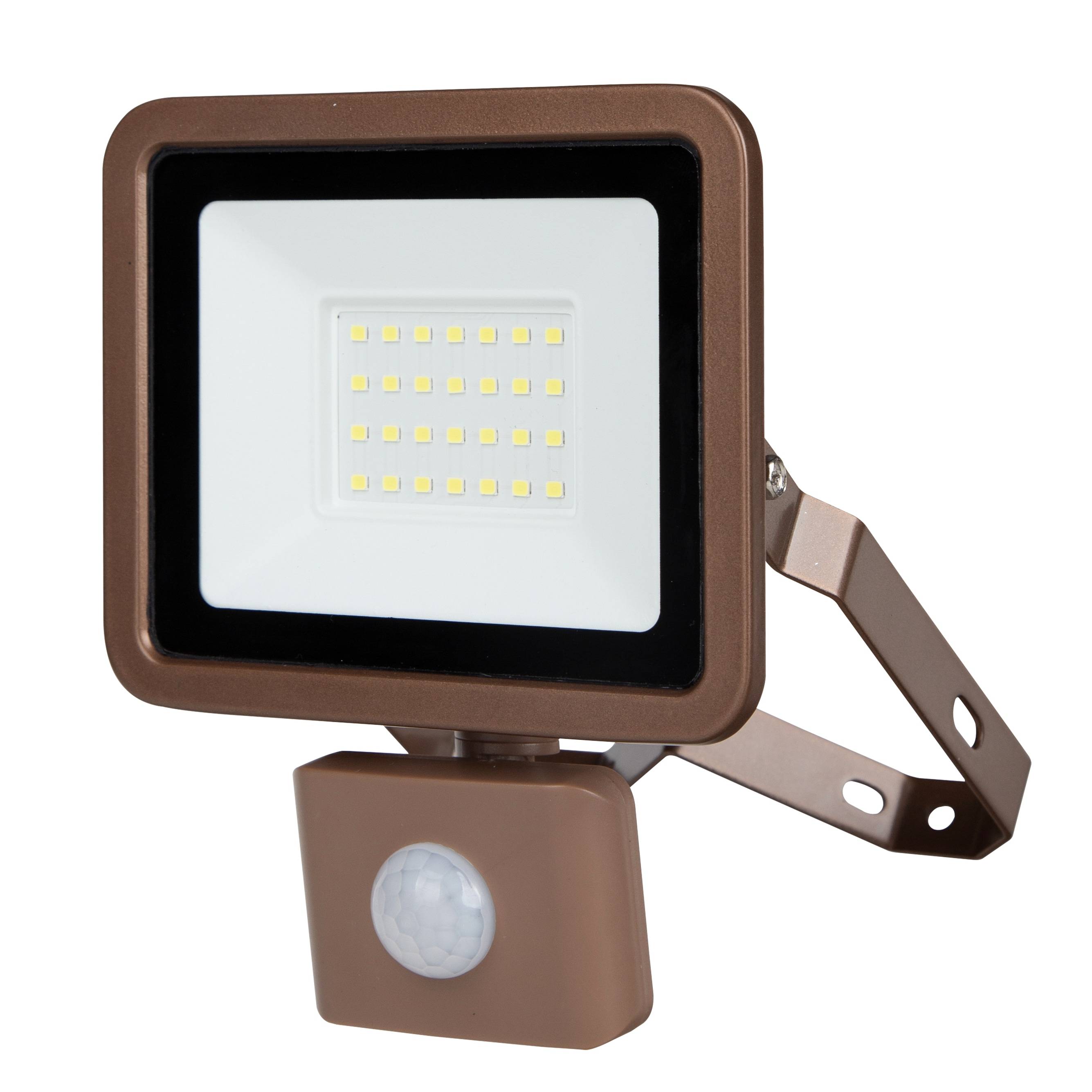 REV LED-Fluter Eco+, mit Bewegungssensor, 20W, 6500K, 1700lm, IP44, bronze