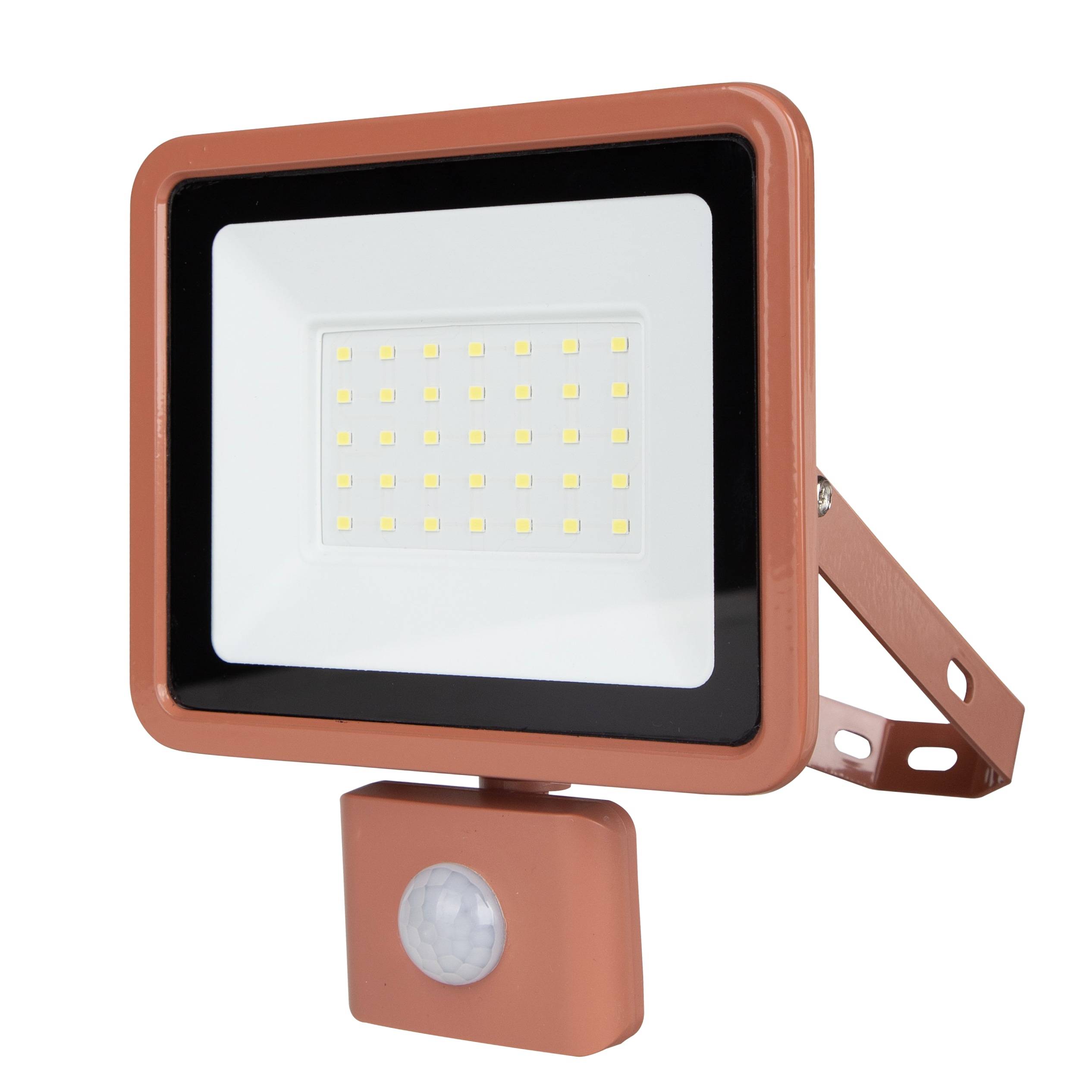 REV LED-Fluter Eco+, mit Sensor, 30W, 6500K, 2550lm, kaltweiß, IP44, terracotta