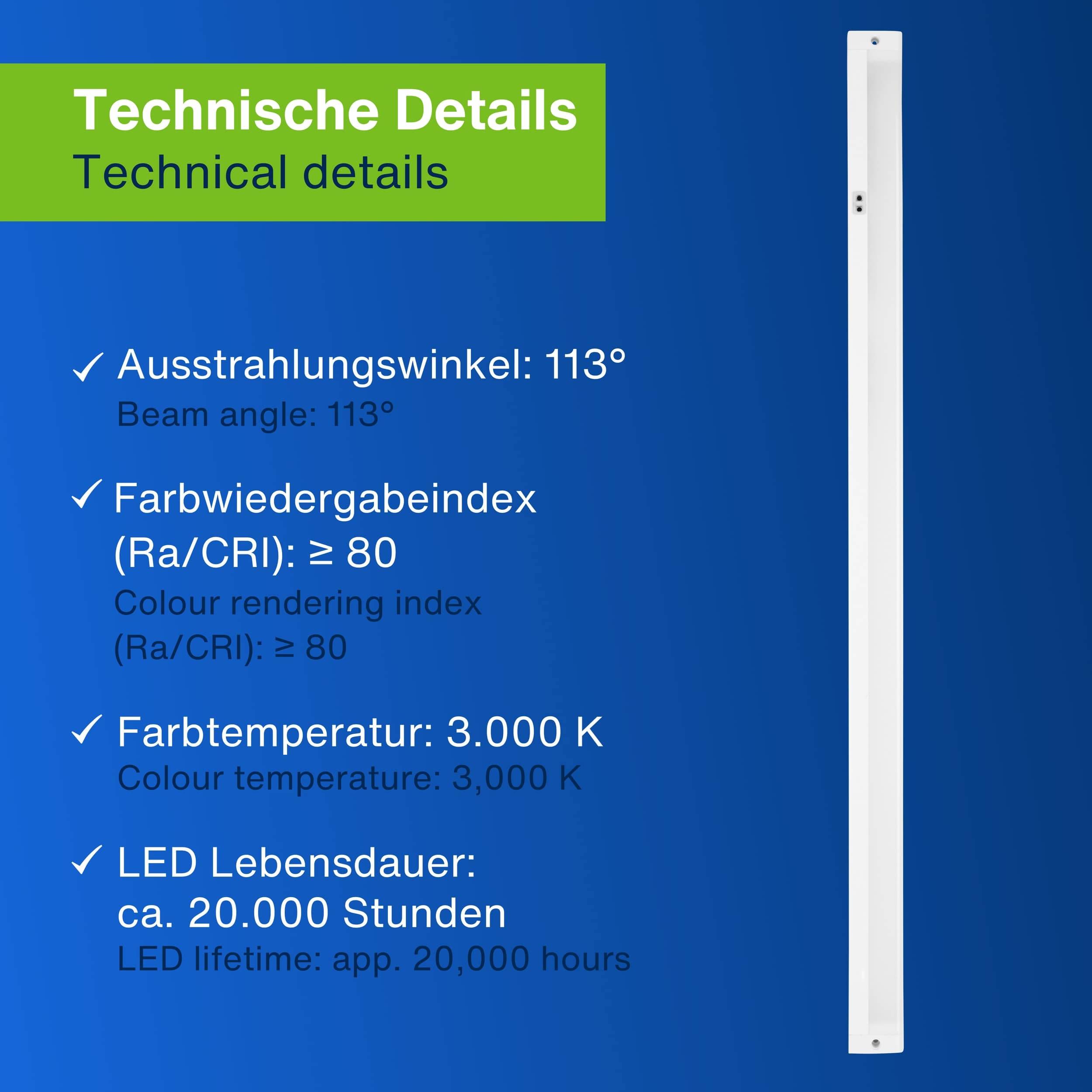 REV LED-Unterbauleuchte, 8W, 3000K, 620lm, warmweiß, IP20, 90 cm