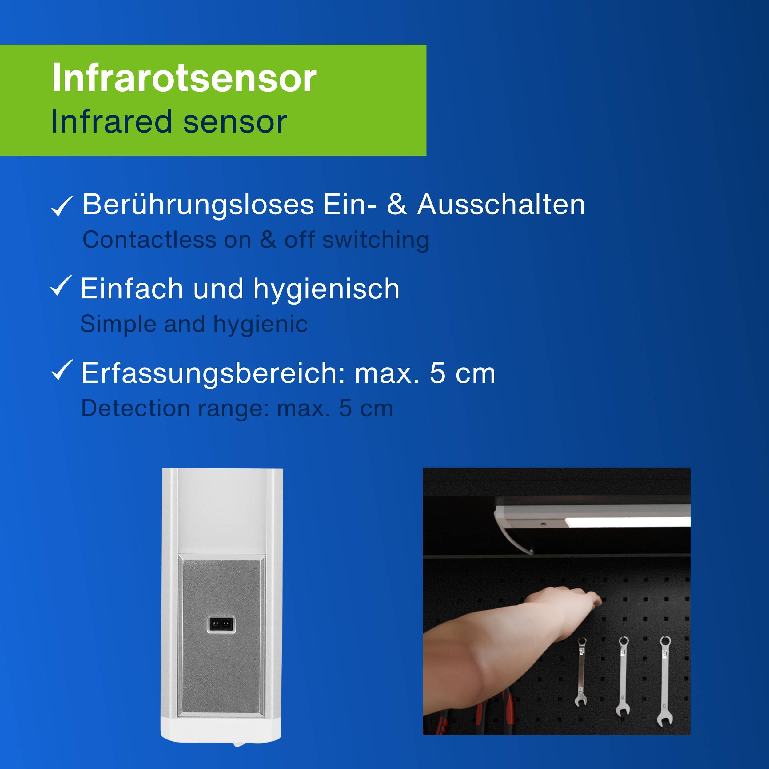 REV LED-Unterbauleuchte Alu, 10W, 3000K, 800lm, warmweiß, IP20, 60 cm