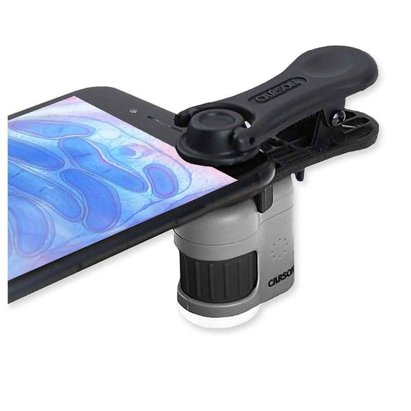 SINTRON Taschenmikroskop MM-380 MicroMini, 20x Vergrößerung, LED- und UV-Beleuchtung, Smartphone-Adapter
