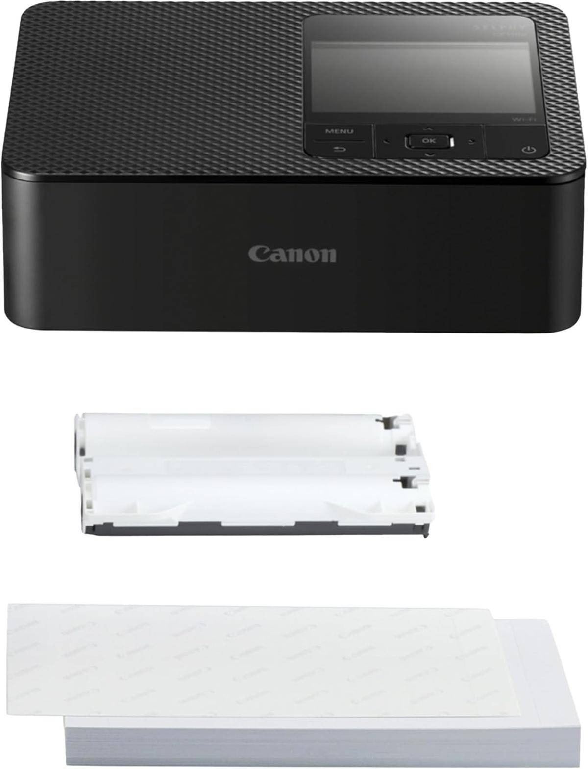 Canon SELPHY CP1500 Mobiler Fotodrucker mit Papierset, Schwarz - Drahtloser Bluetooth-Drucker mit Zubehör - Kompakt und Leicht - Mi 54 Blatt Papier