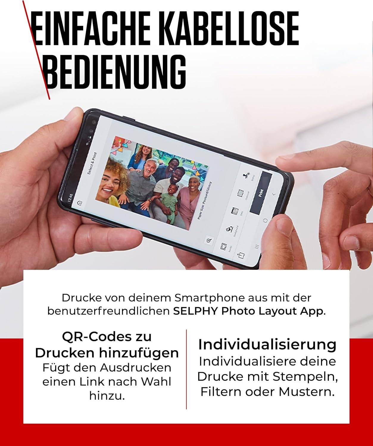 Canon SELPHY CP1500 Mobiler Fotodrucker mit Papierset, Schwarz - Drahtloser Bluetooth-Drucker mit Zubehör - Kompakt und Leicht - Mi 54 Blatt Papier