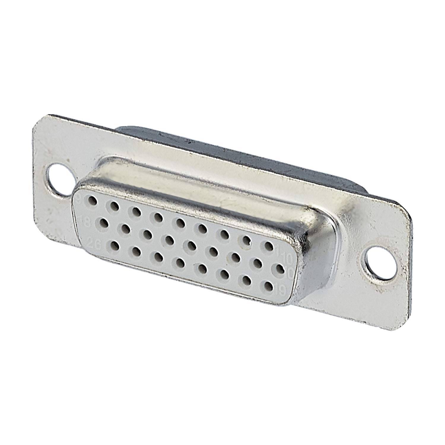 Ein weiblicher VGA-Anschluss mit 15 Löchern, der häufig für die Videoausgabe an älteren Computern und Monitoren verwendet wurde.