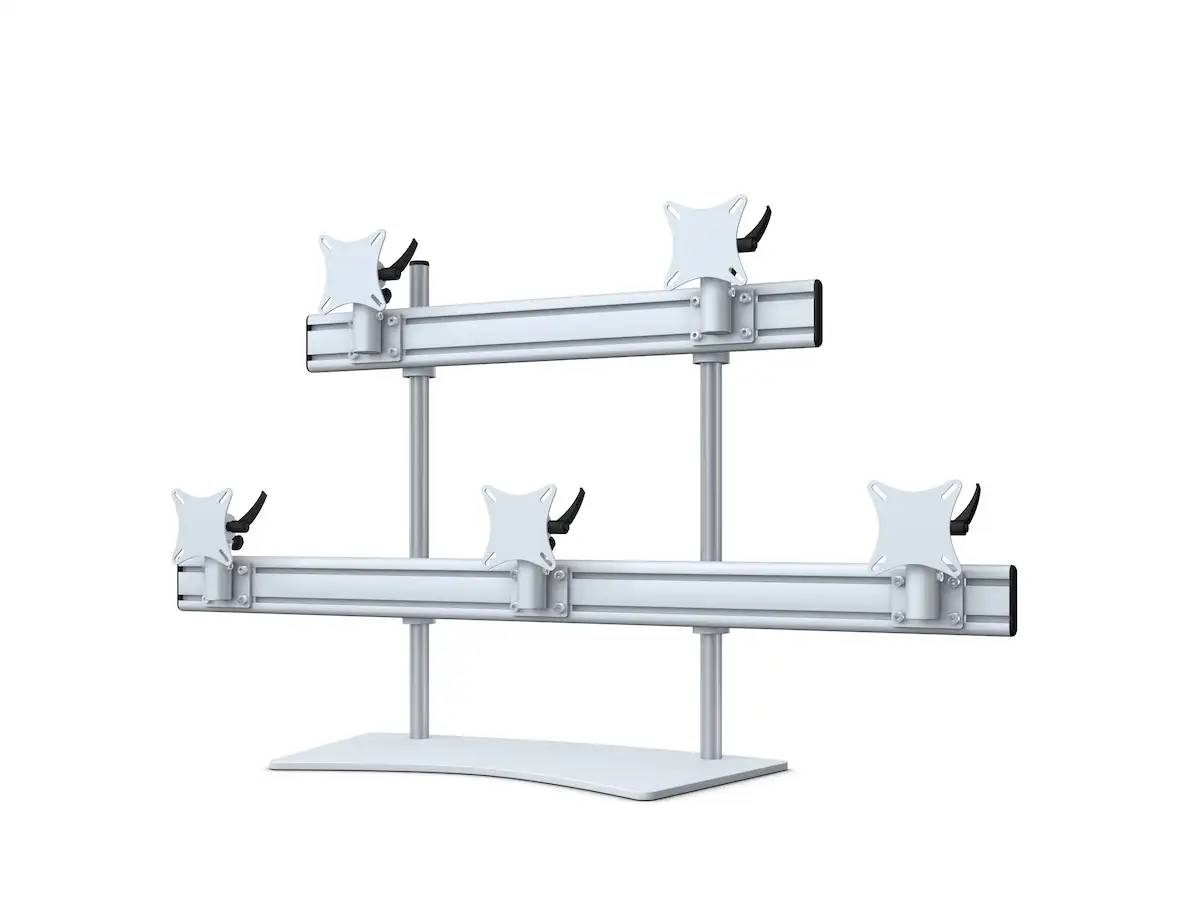 Flat-System Monitorhalter für 5 Monitore mit Tisch-Stand-Fuß 3+2 - 20''-24''