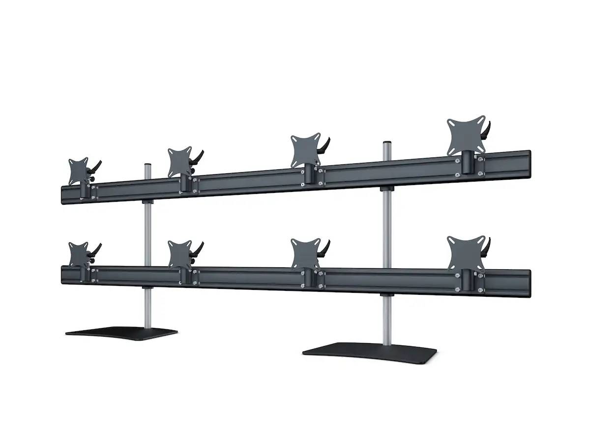 Flat-System Monitorhalter für 8 Monitore mit Tisch-Stand-Fuß 4+4 - 20''-24'