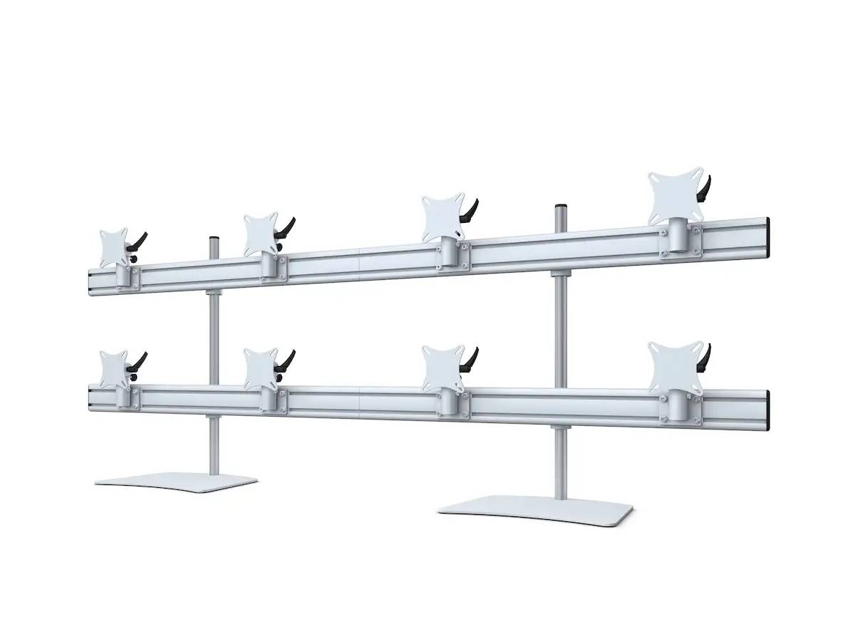 Flat-System Monitorhalter für 8 Monitore mit Tisch-Stand-Fuß 4+4 - 20''-24'