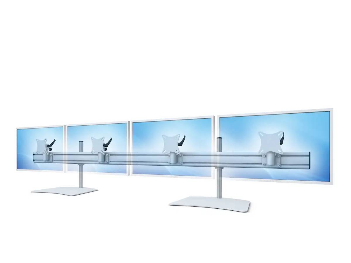 Flat-System Monitorhalter für 4 Monitore mit Tisch-Stand-Fuß 4er - 20''-24"
